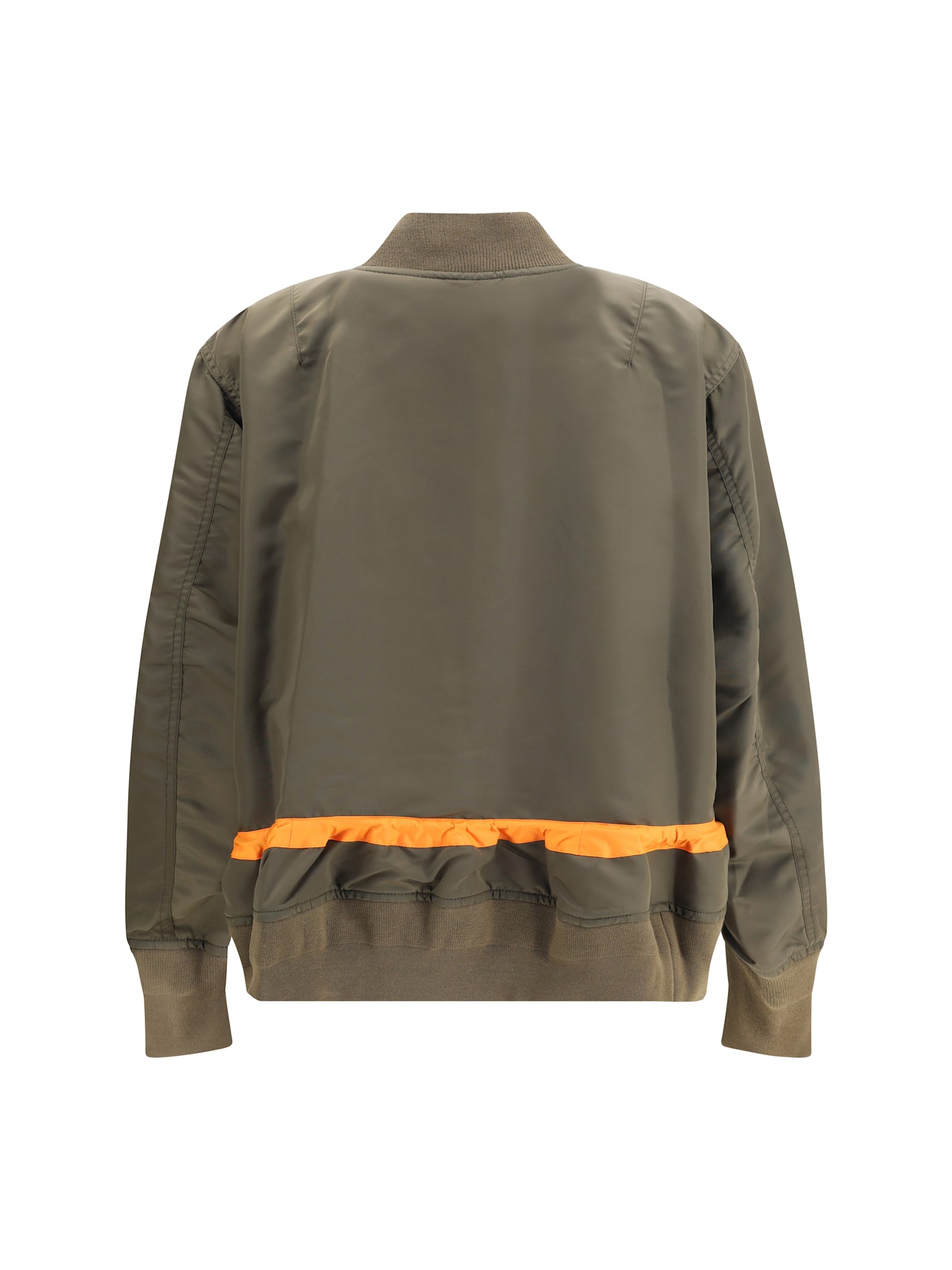 Sacai Stripe-detail Zip-up Bomber Jacket In Green