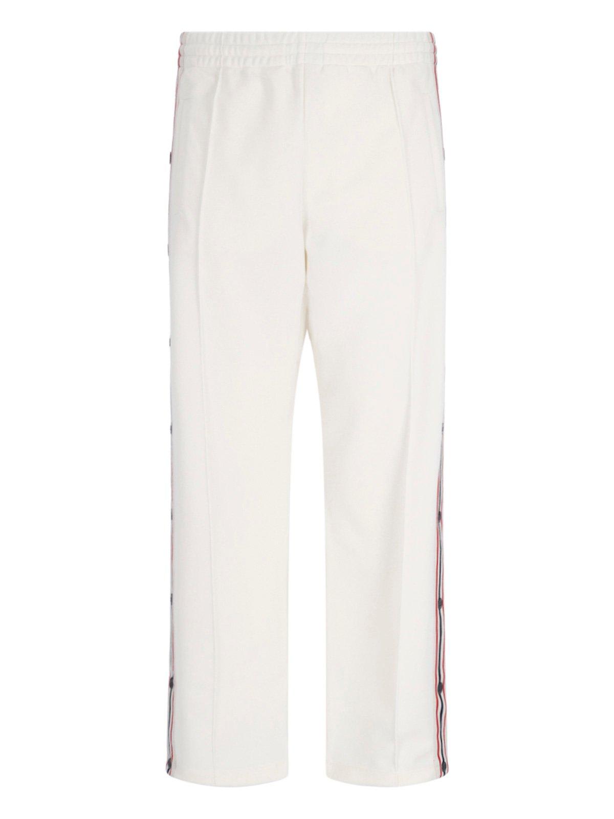 Shop Golden Goose Straight-leg Side-striped Pants In Ivory