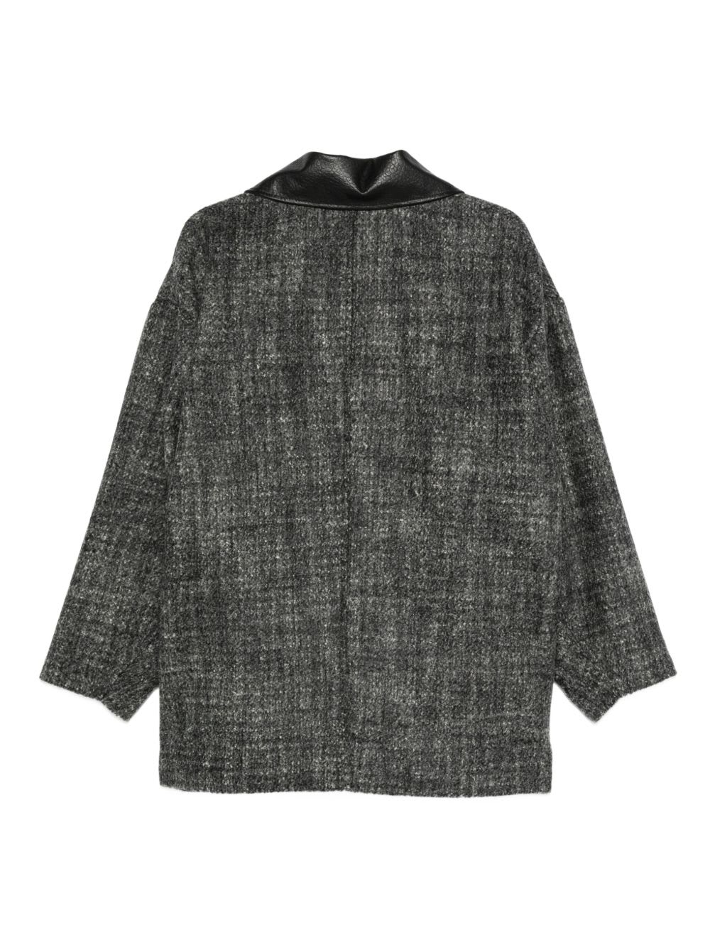 Alysi Contrast-collar Coat In Gray