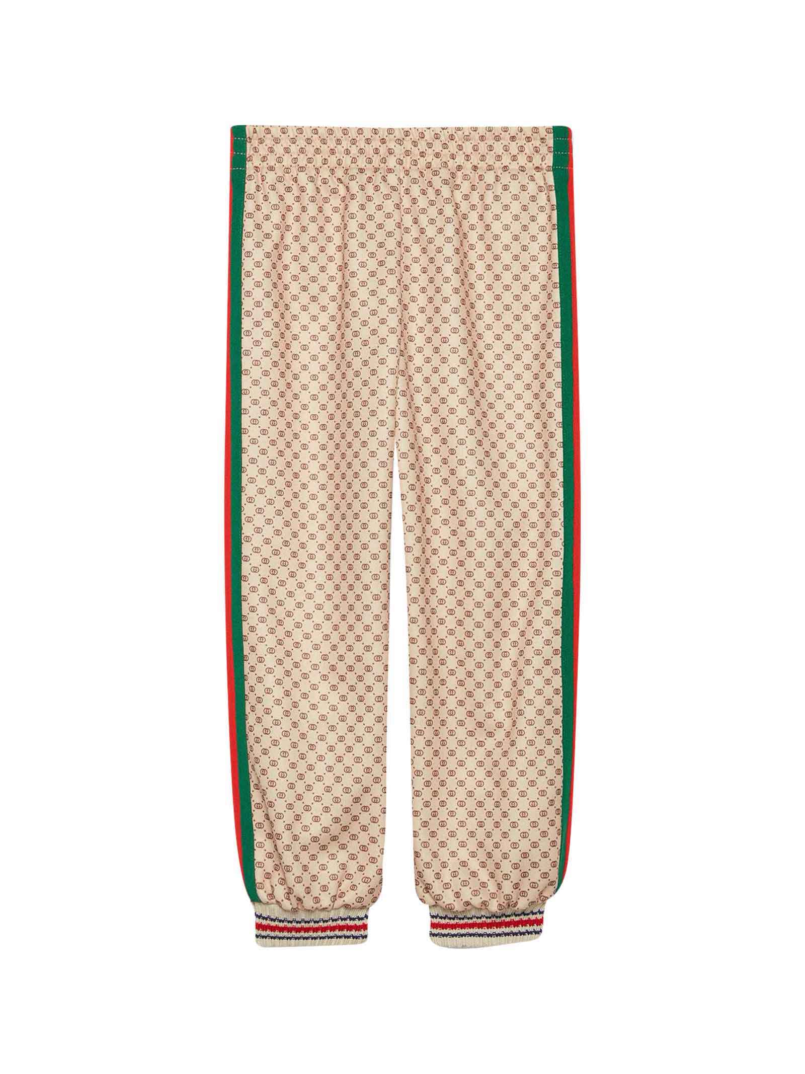 Gucci Sporty Trousers With Colored Side Band, Elastic Waistband And Elastic Cuffs