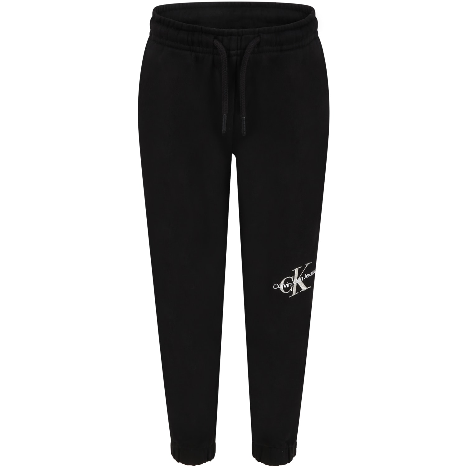 Calvin Klein Black Sweatpants For Kids With Silver Logo
