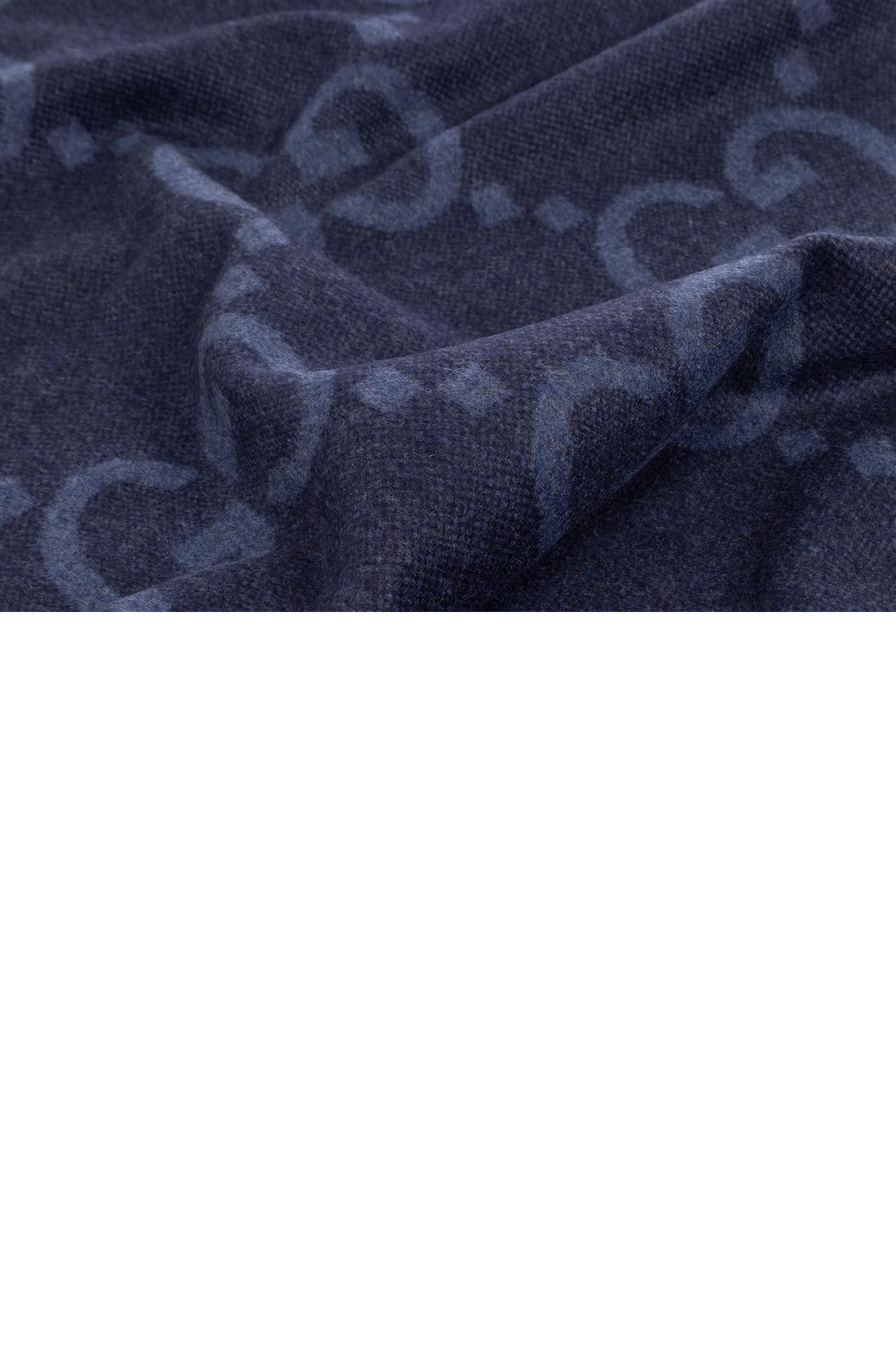 Shop Gucci Cashmere Scarf With Monogram In Petrol Blue