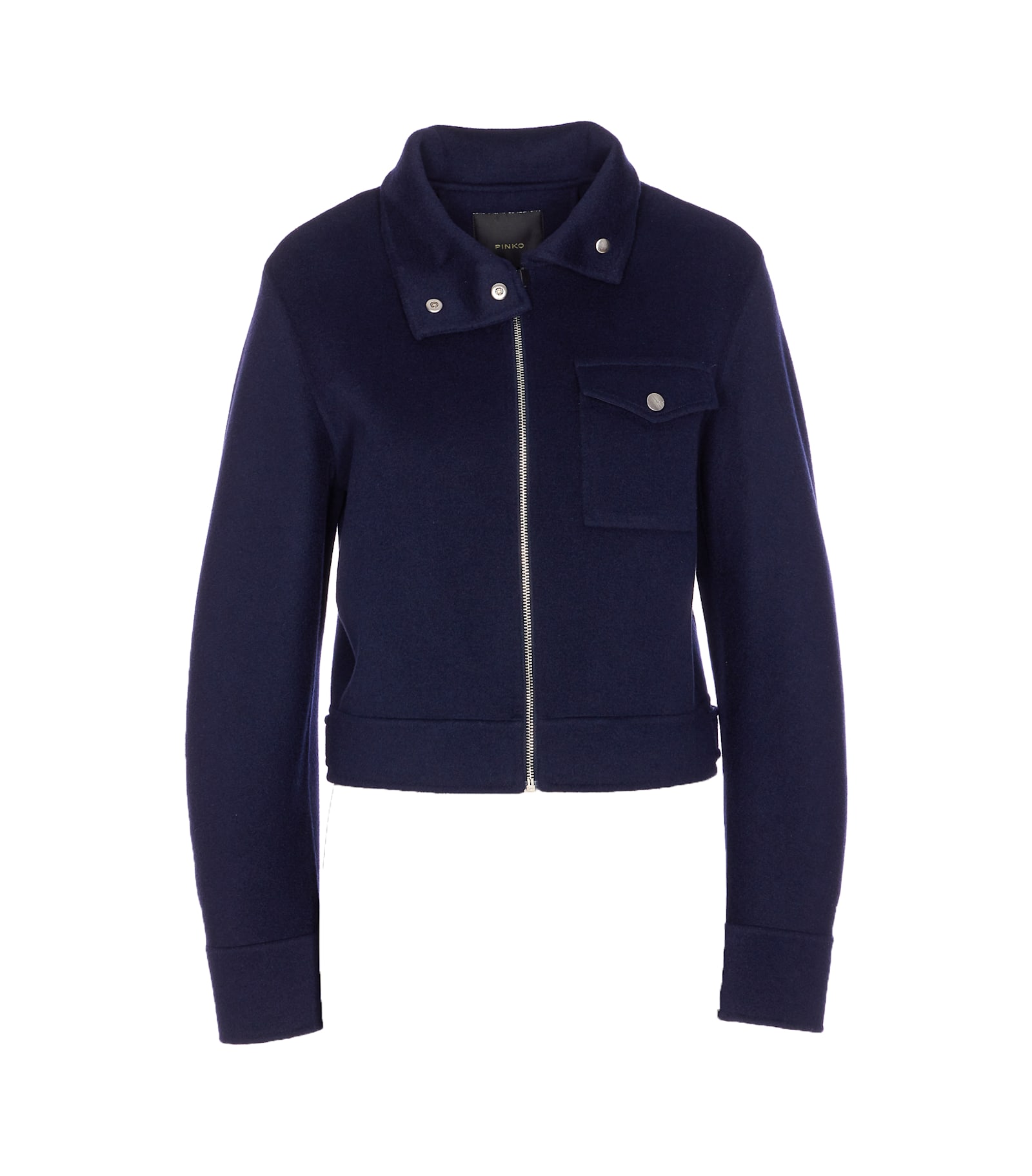 Pinko High Collar Long Sleeve Casual Jacket In Blue
