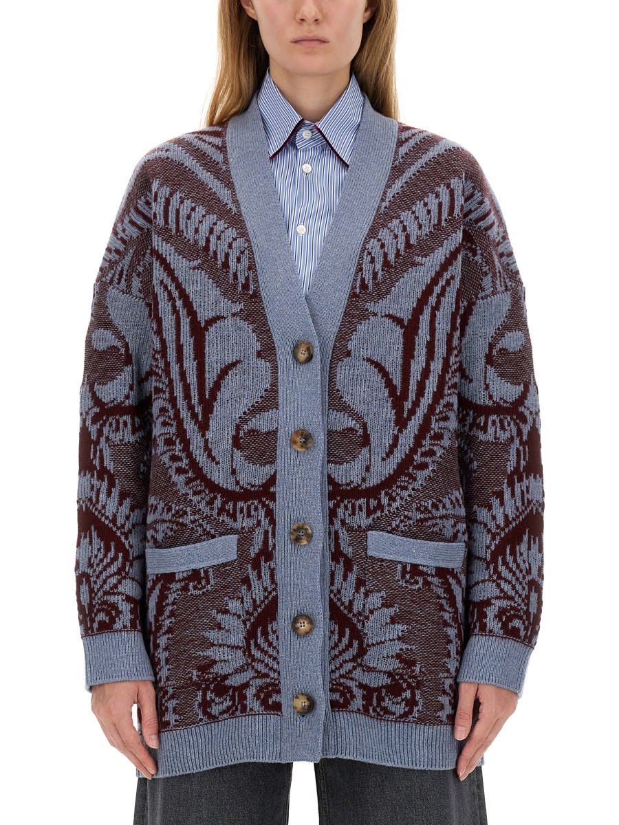 Shop Etro Multicolor Wool Cardigan In Multicolour