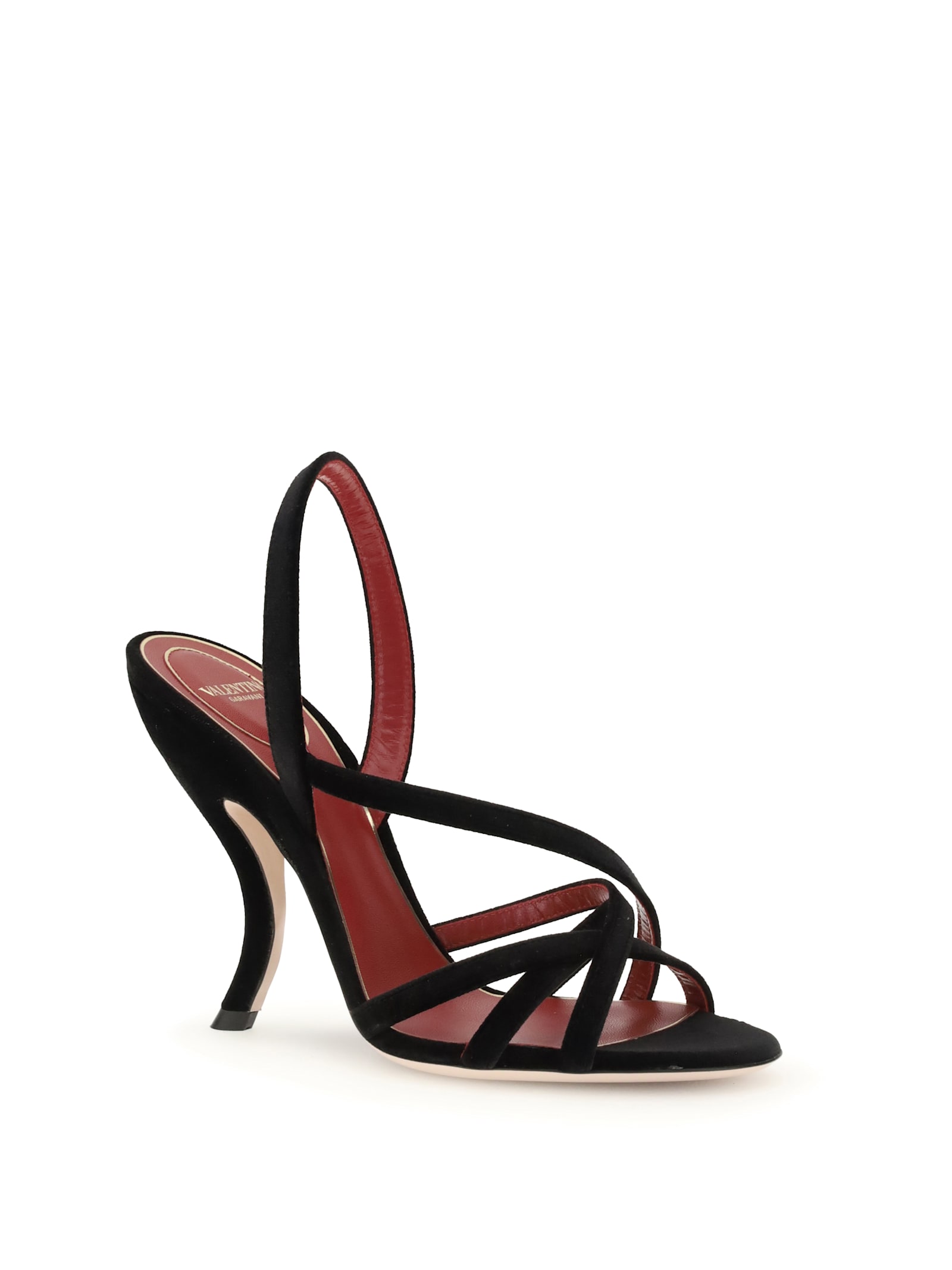 Valentino Garavani Fetishique Velvet Sandal 105mm Woman Black 42 In Black