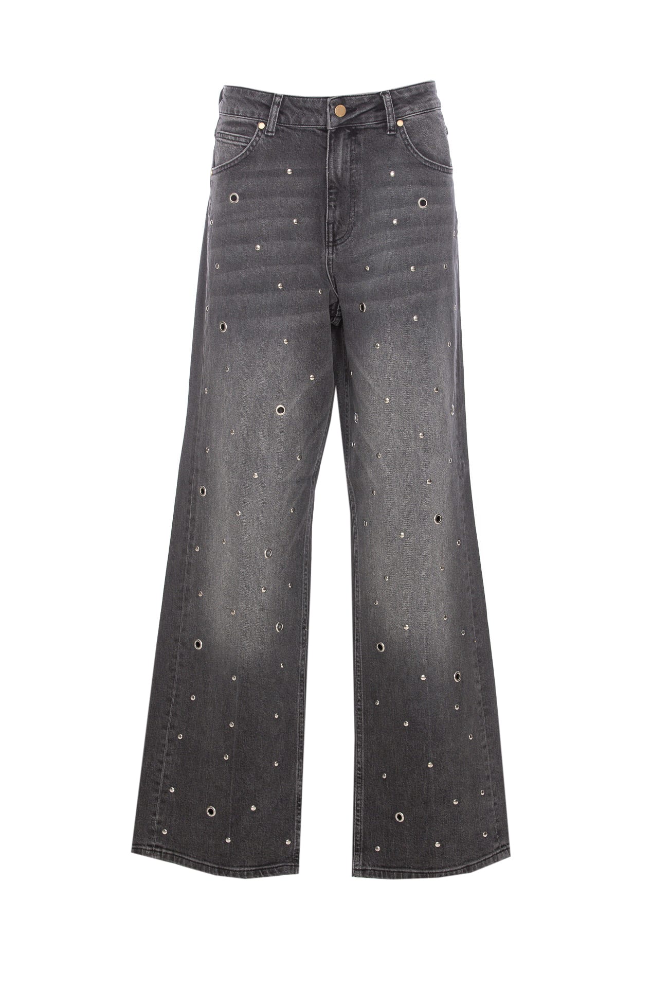 Shop Essentiel Antwerp Grey Eyelet-embellished Jeans