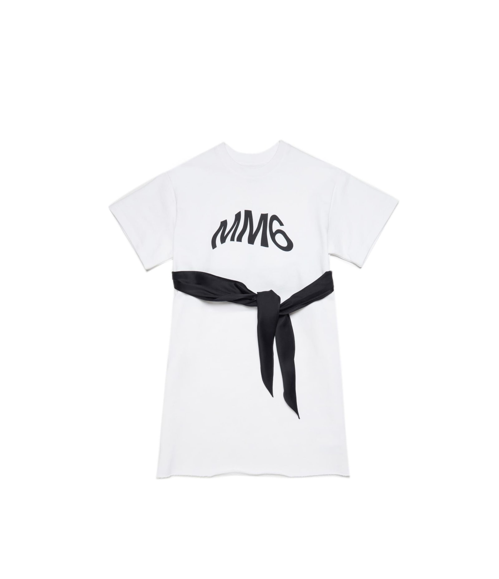 Mm6 Maison Margiela Mm6d49u Dress Maison Margiela Black And White Cotton Dress With Mm6 Logo In White