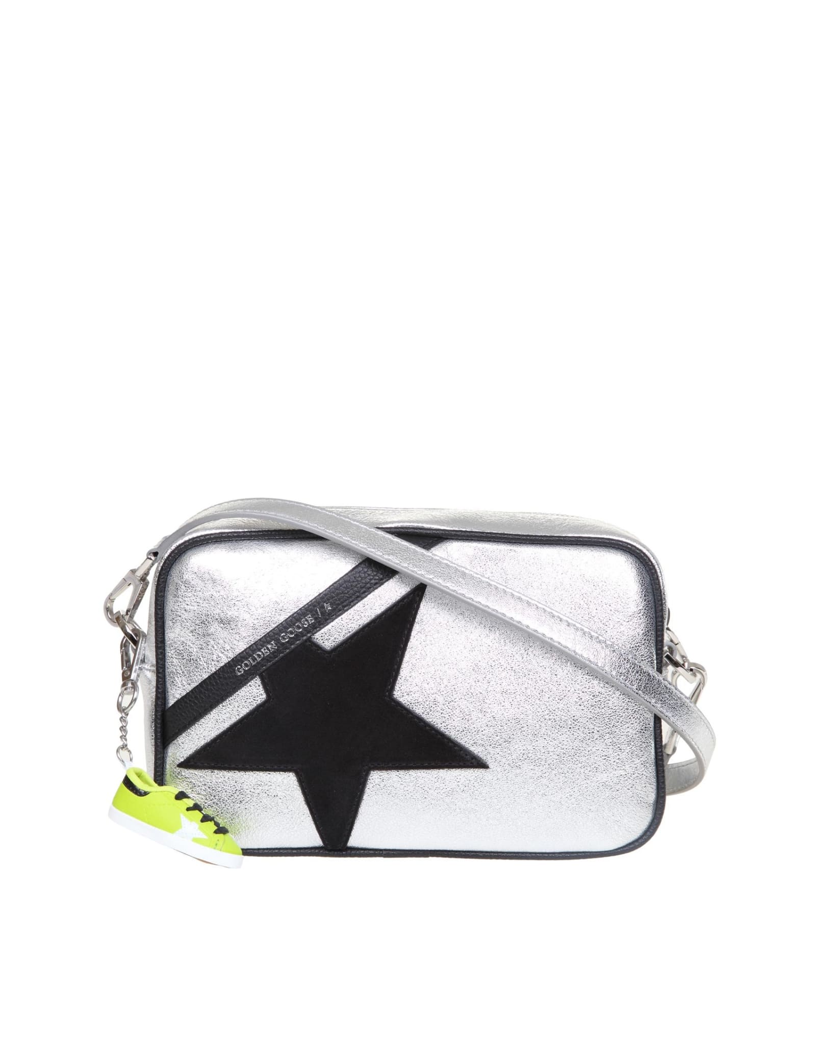 Golden Goose Star Bag In Silver Laminated Leather