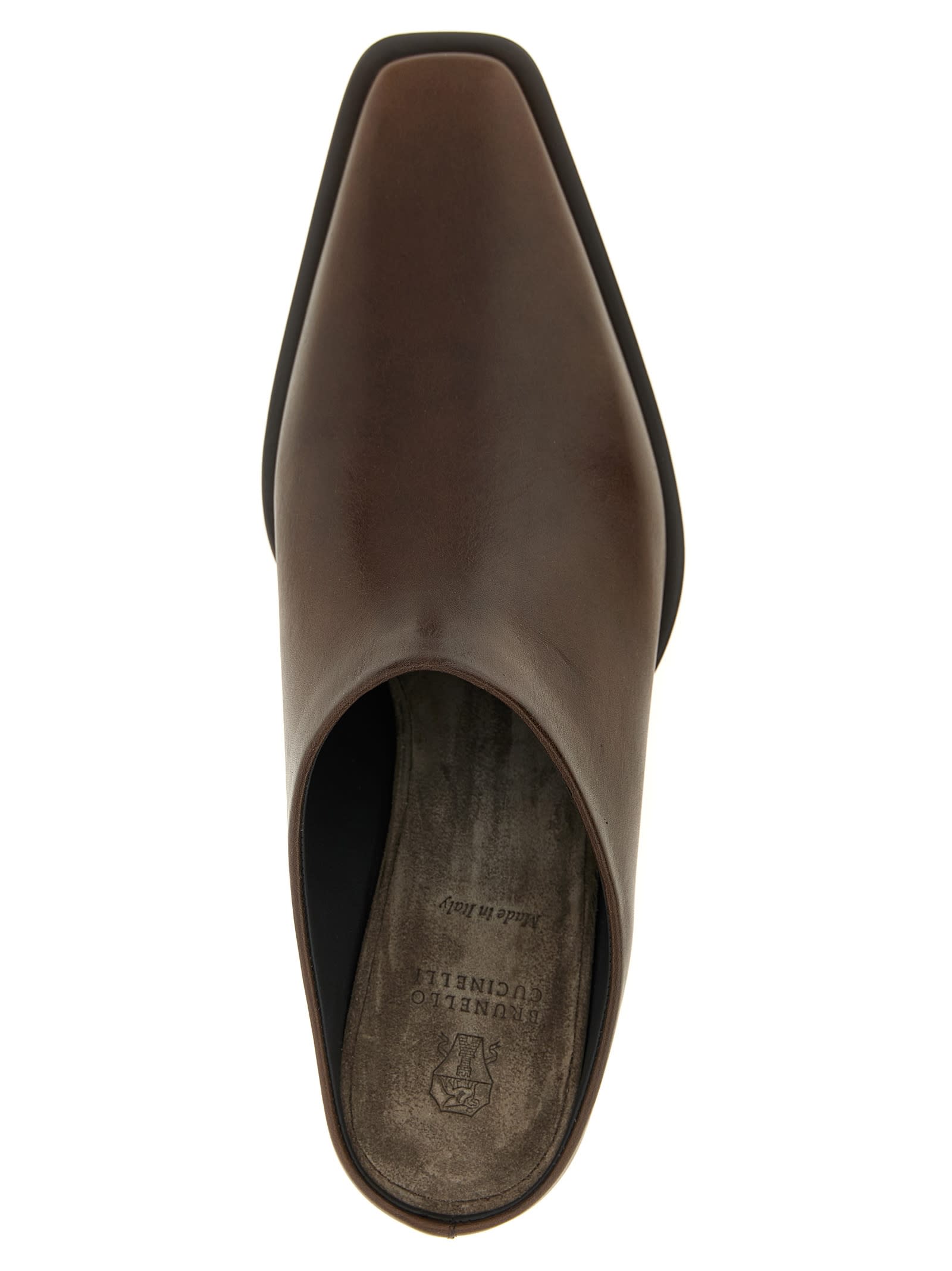 Brunello Cucinelli Precious Heels Sabots In Brown