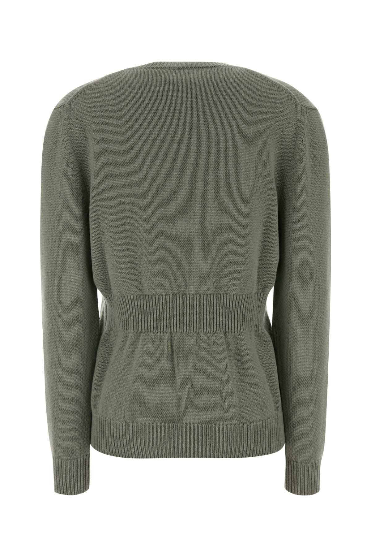 Fendi Cashmere Sweater With V-neck And Long Sleeves In Green