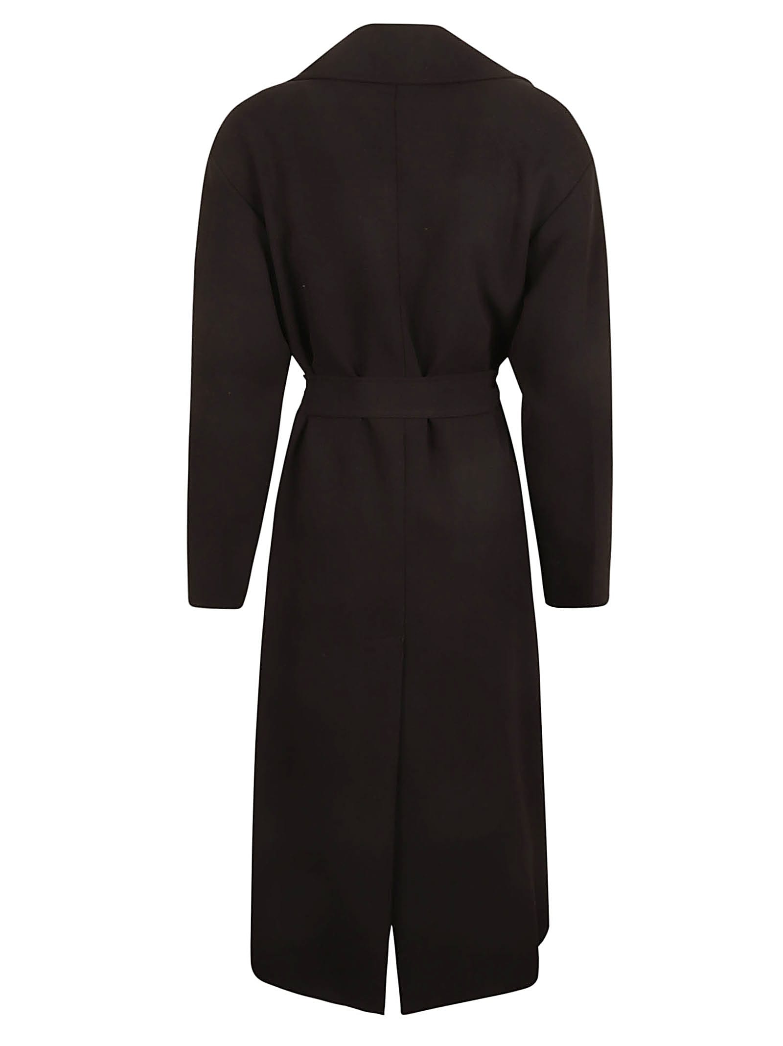 Shop Mvp Wardrobe Tie-waist Long Coat In Black