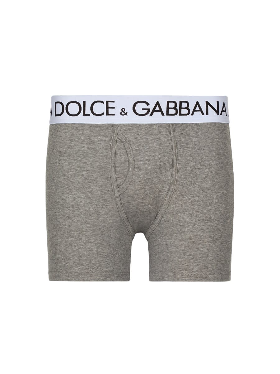 Shop Dolce & Gabbana Boxers With Logo In Grey