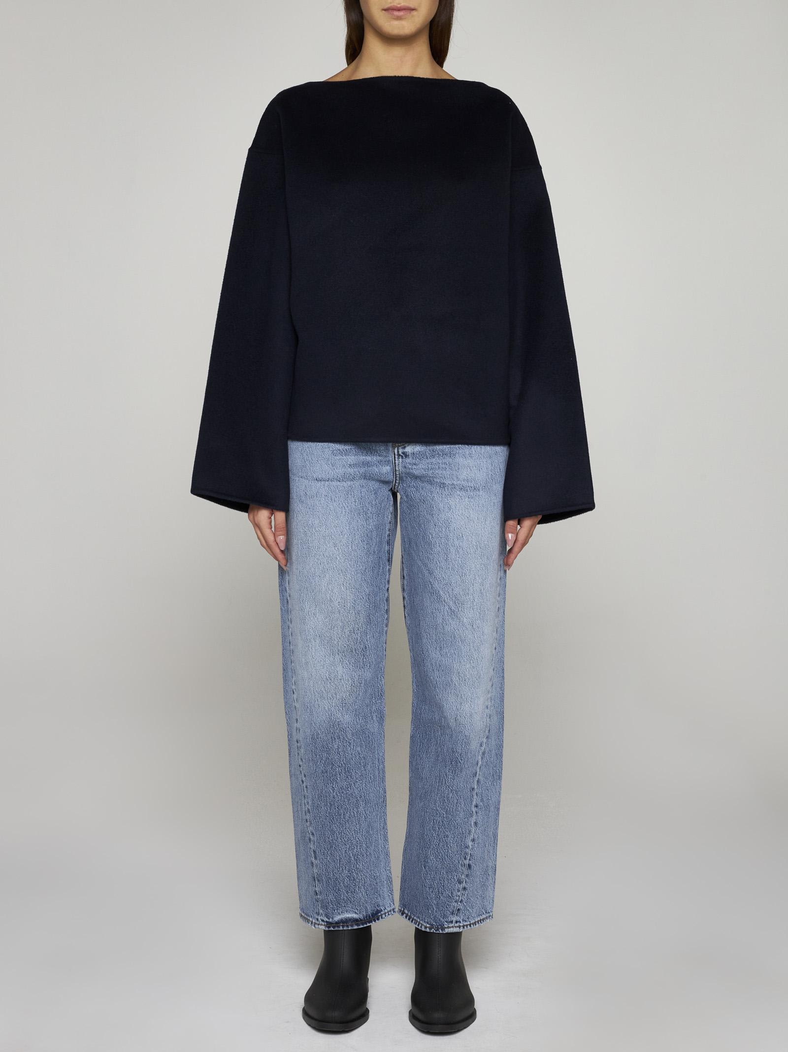 Shop Totême Double Wool Top In Blue