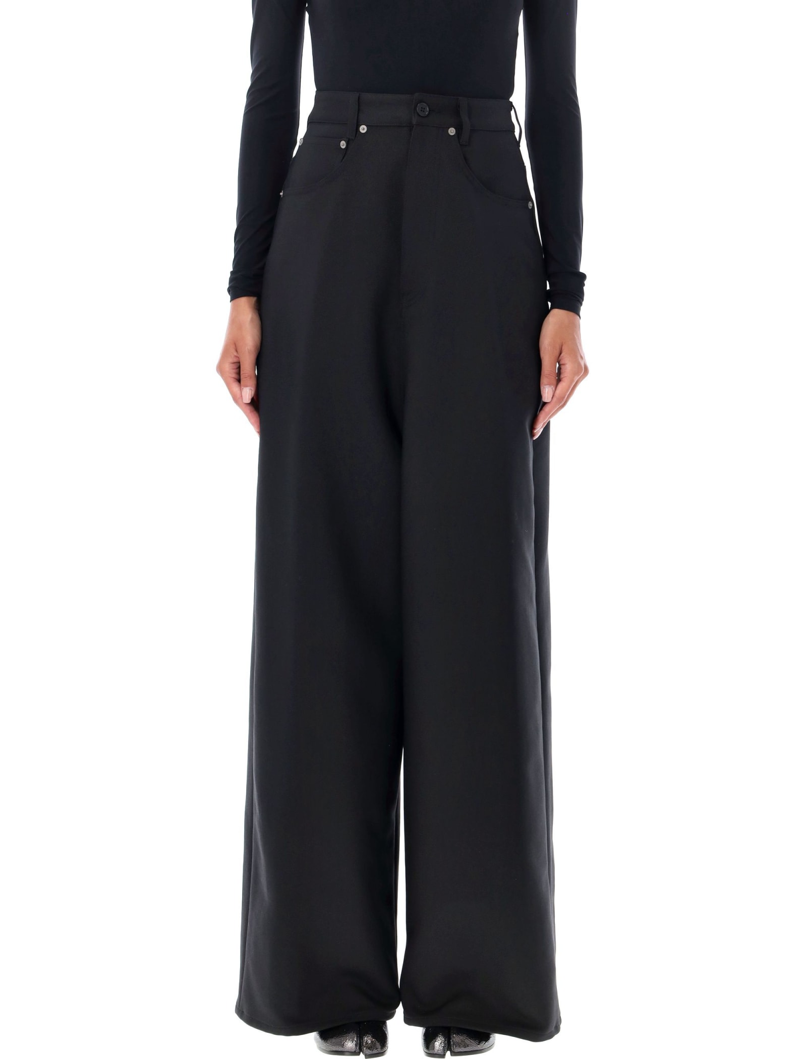 Shop Mm6 Maison Margiela Wide Pants In Black