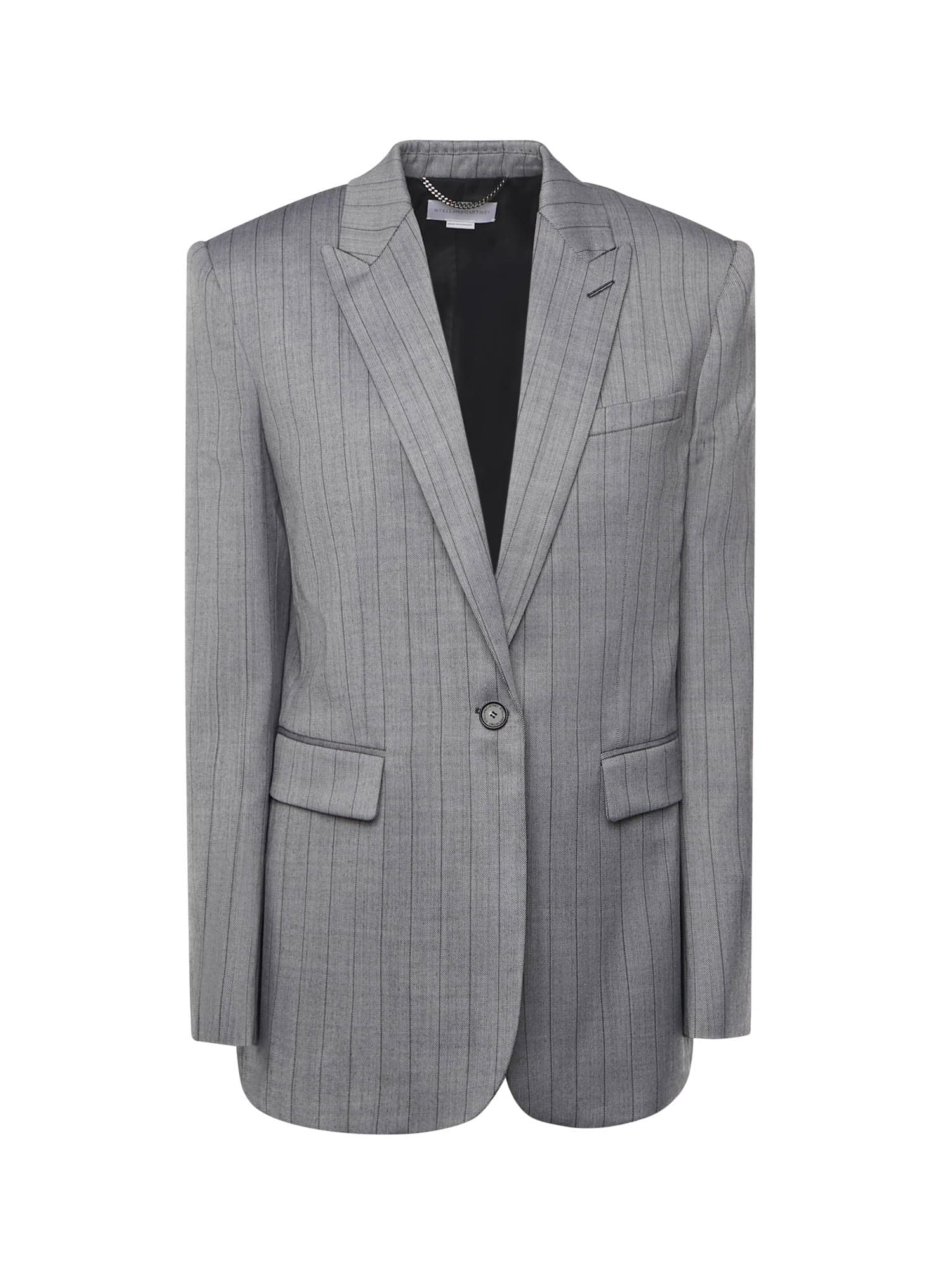 Stella Mccartney Single-breasted Pinstripe Jacket In Gray
