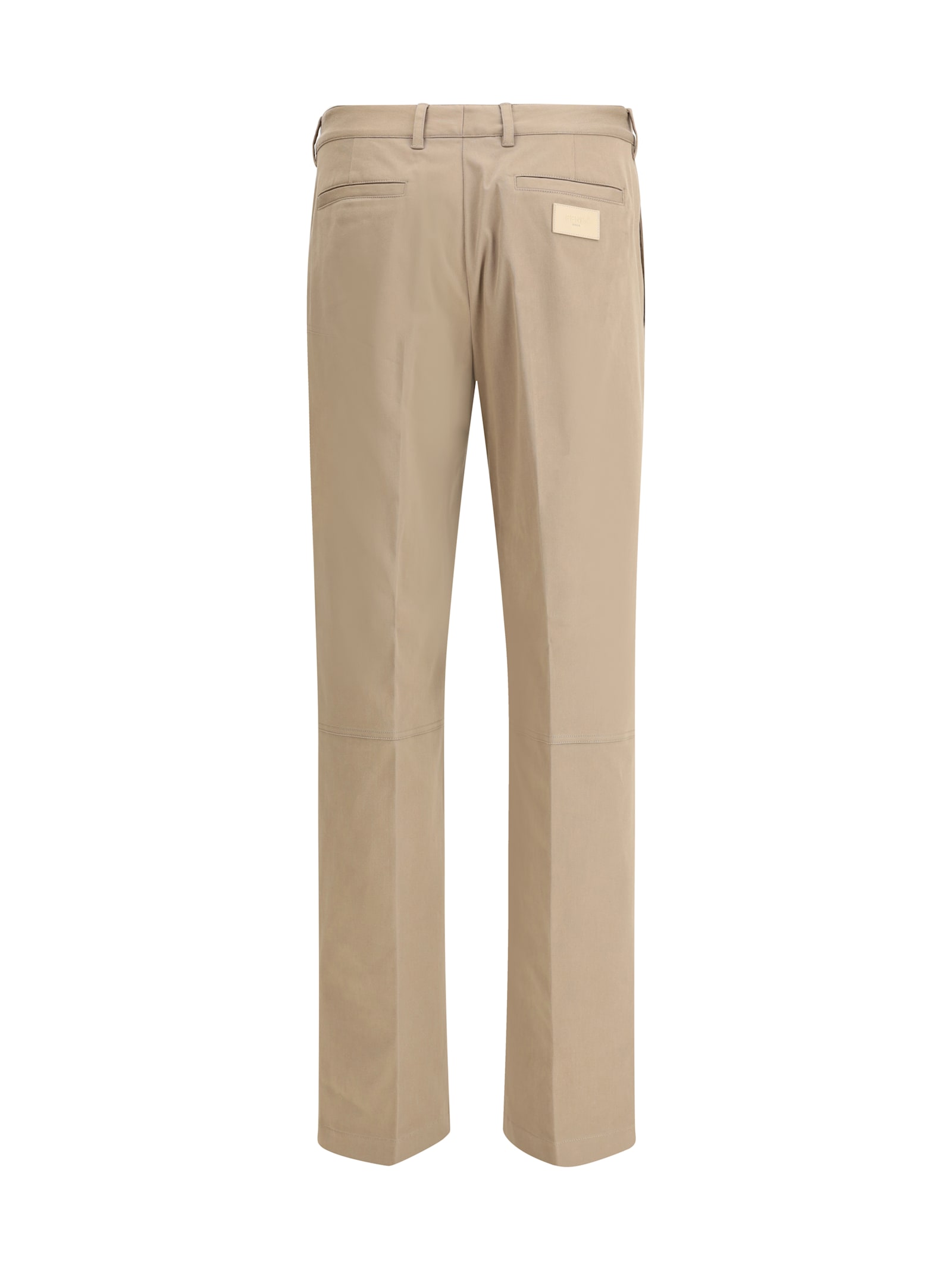 Fendi Cotton Trousers With Hip And Back Pockets In Brown