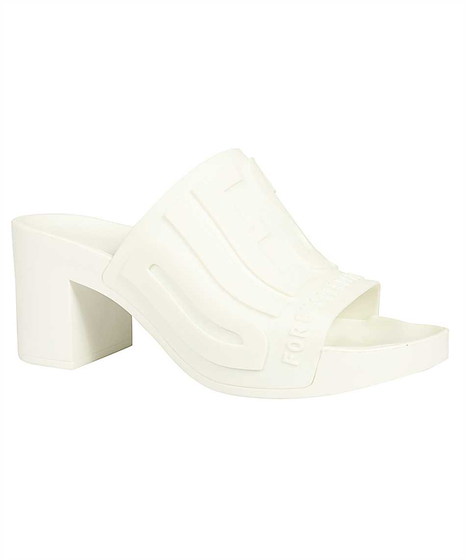 Diesel Logo Detail Rubber Mules In White