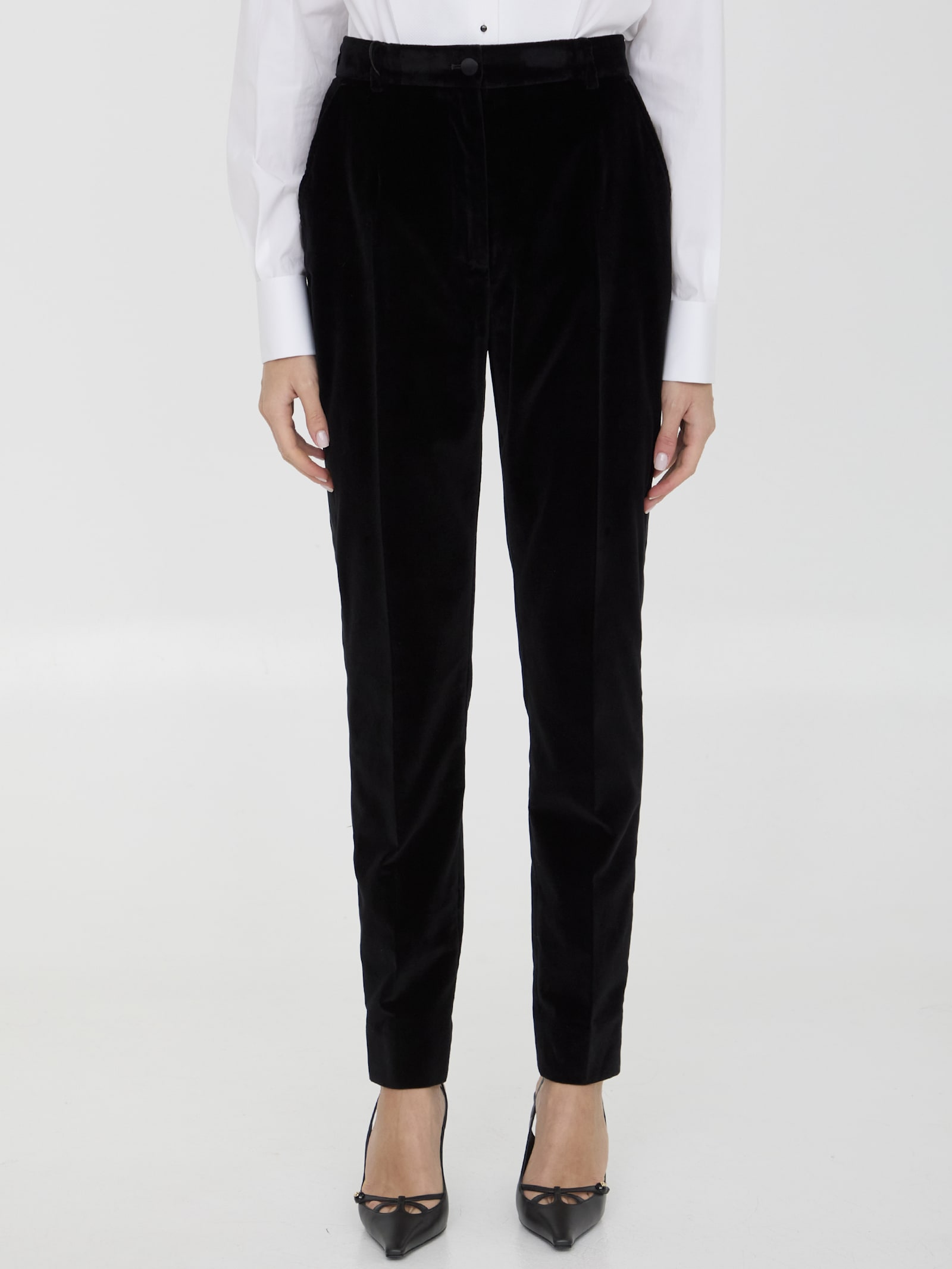 Shop Dolce & Gabbana Velvet Tuxedo Pants In Black