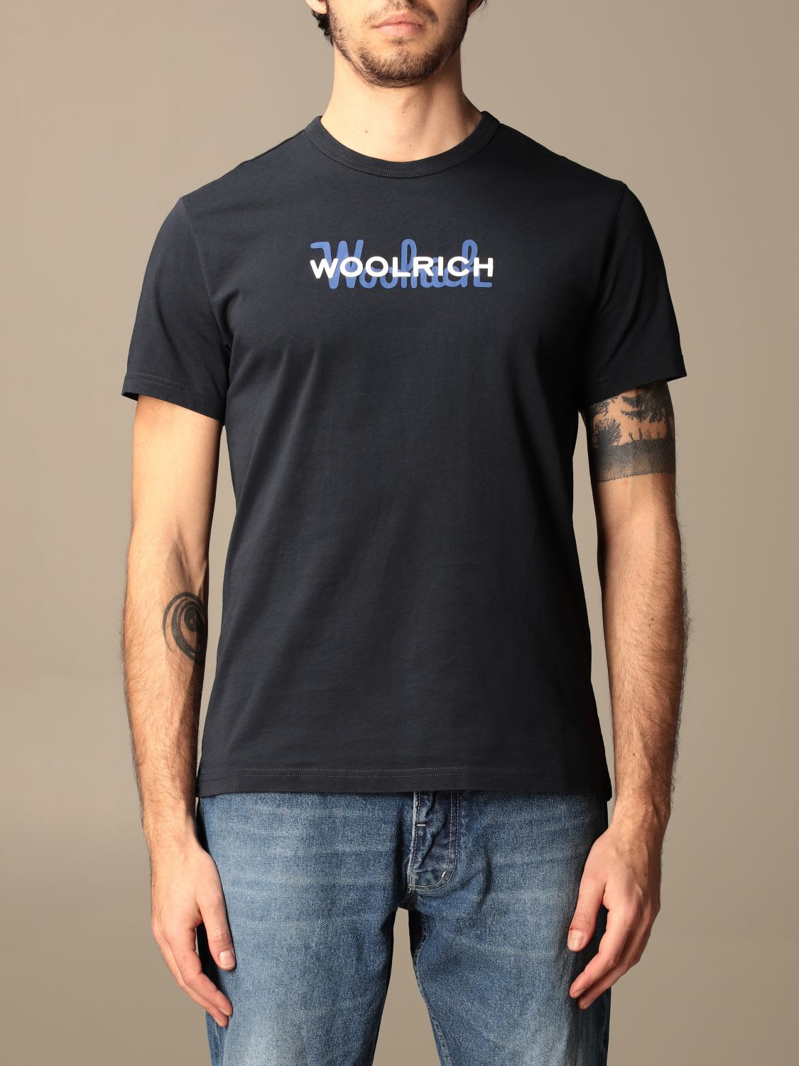 WOOLRICH COTTON T-SHIRT WITH LOGO,WOTE0048MR UT1486 3989