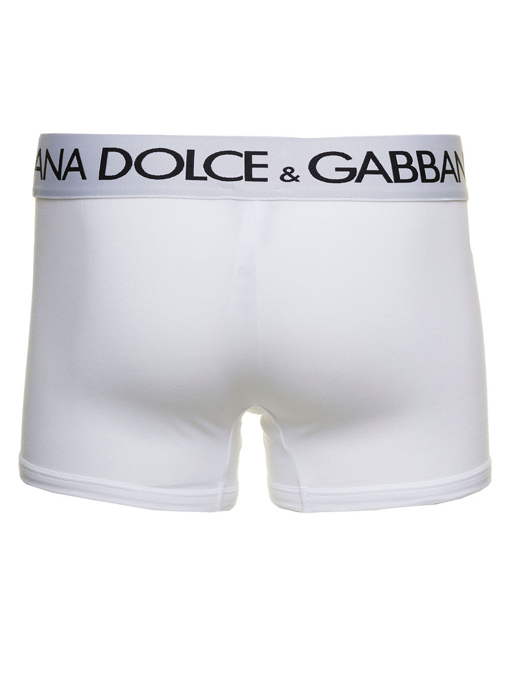 Shop Dolce & Gabbana White Boxer Briefs With Branded Waistband In Stretch Cotton Man In Bianco Ottico