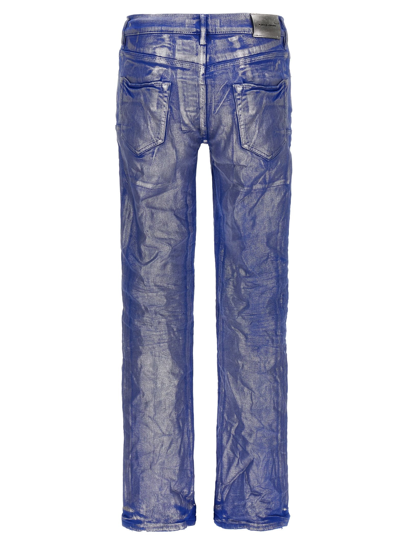 Shop Purple Brand Silver Foil Flare Jeans In Blue