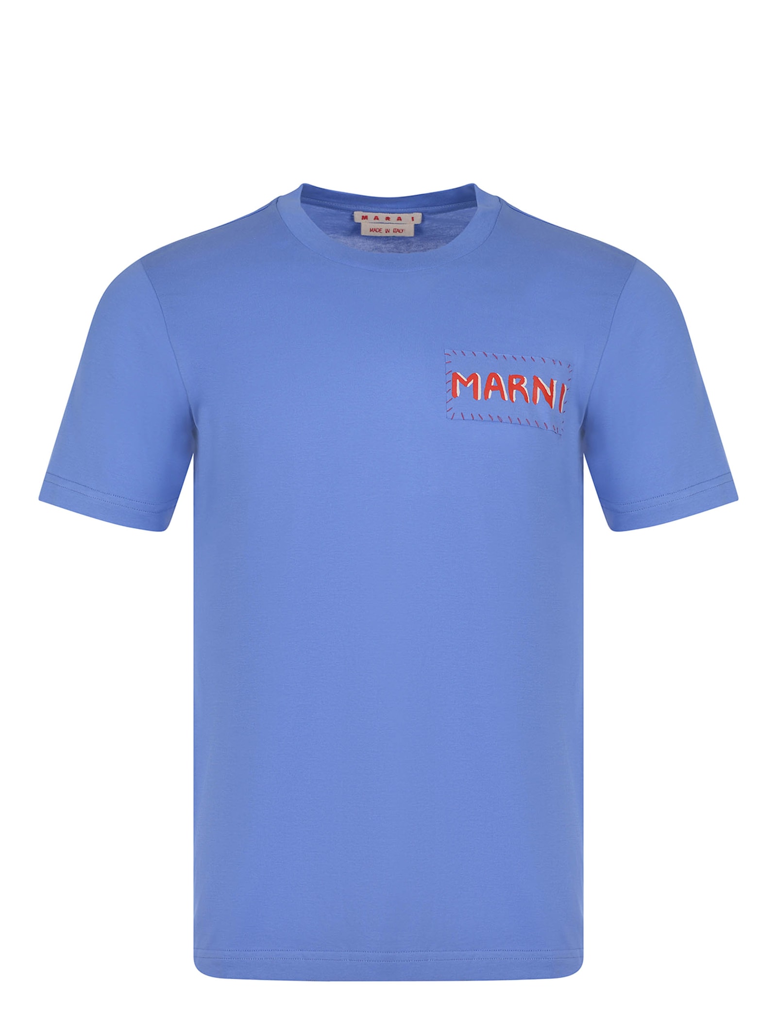 Marni Logo Tee In Blue Lilac