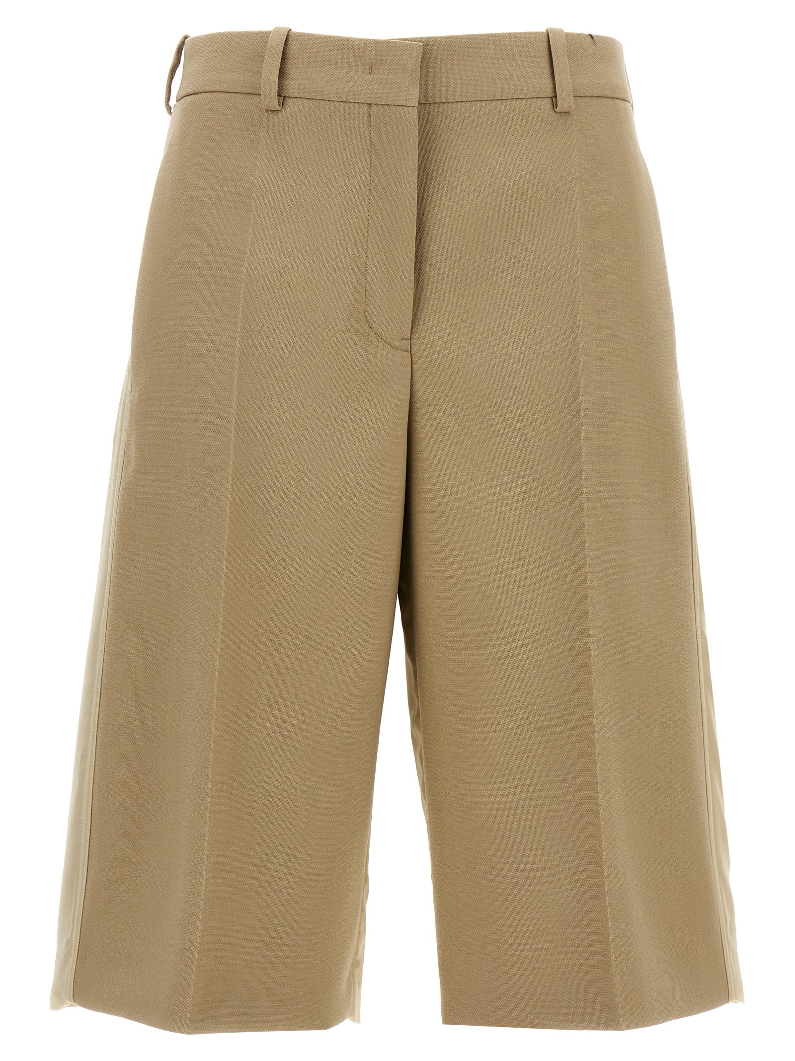 Shop Jil Sander Wool Bermuda Shorts In Beige