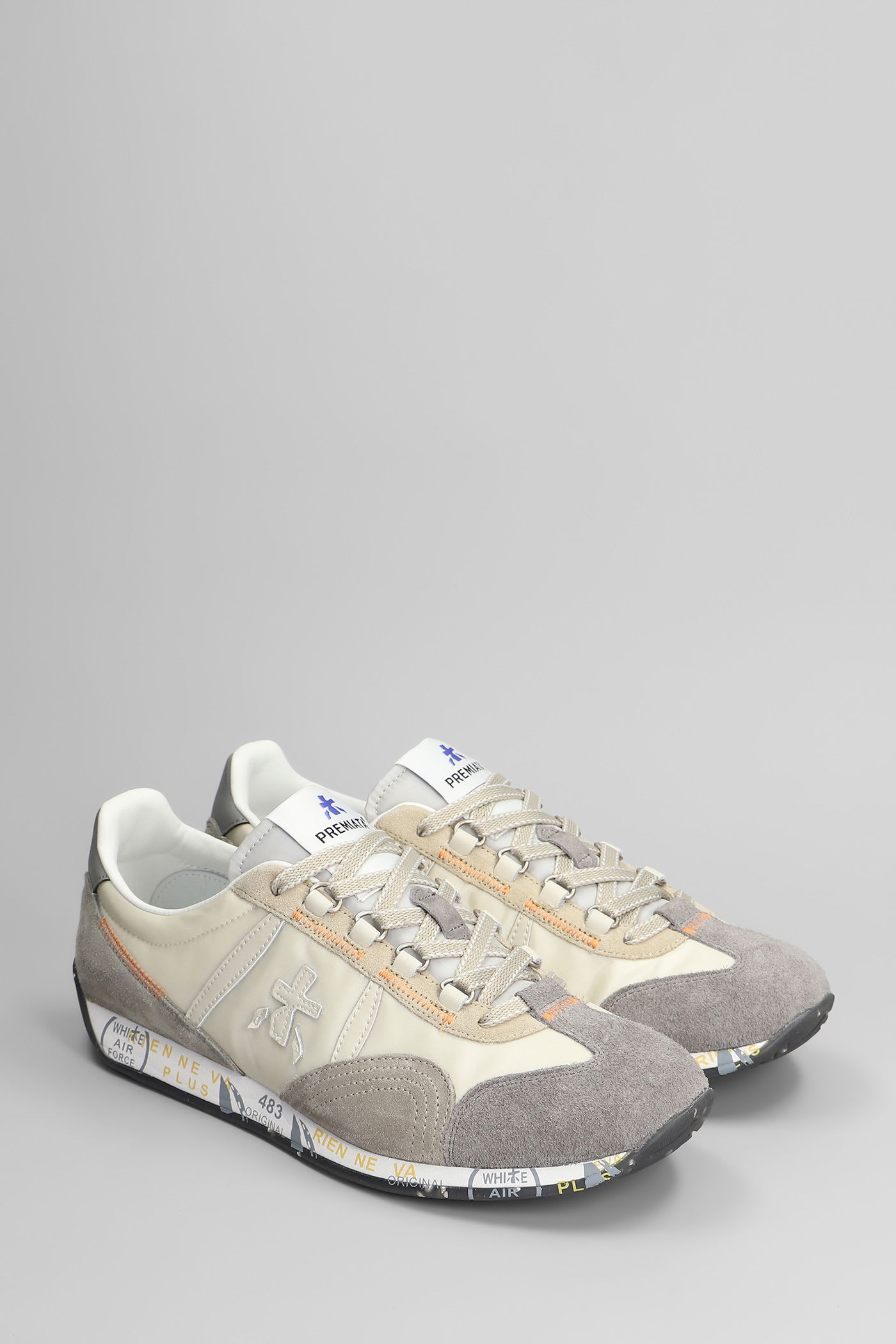 Premiata Jackyx Sneakers In Grey Suede And Fabric In Multi