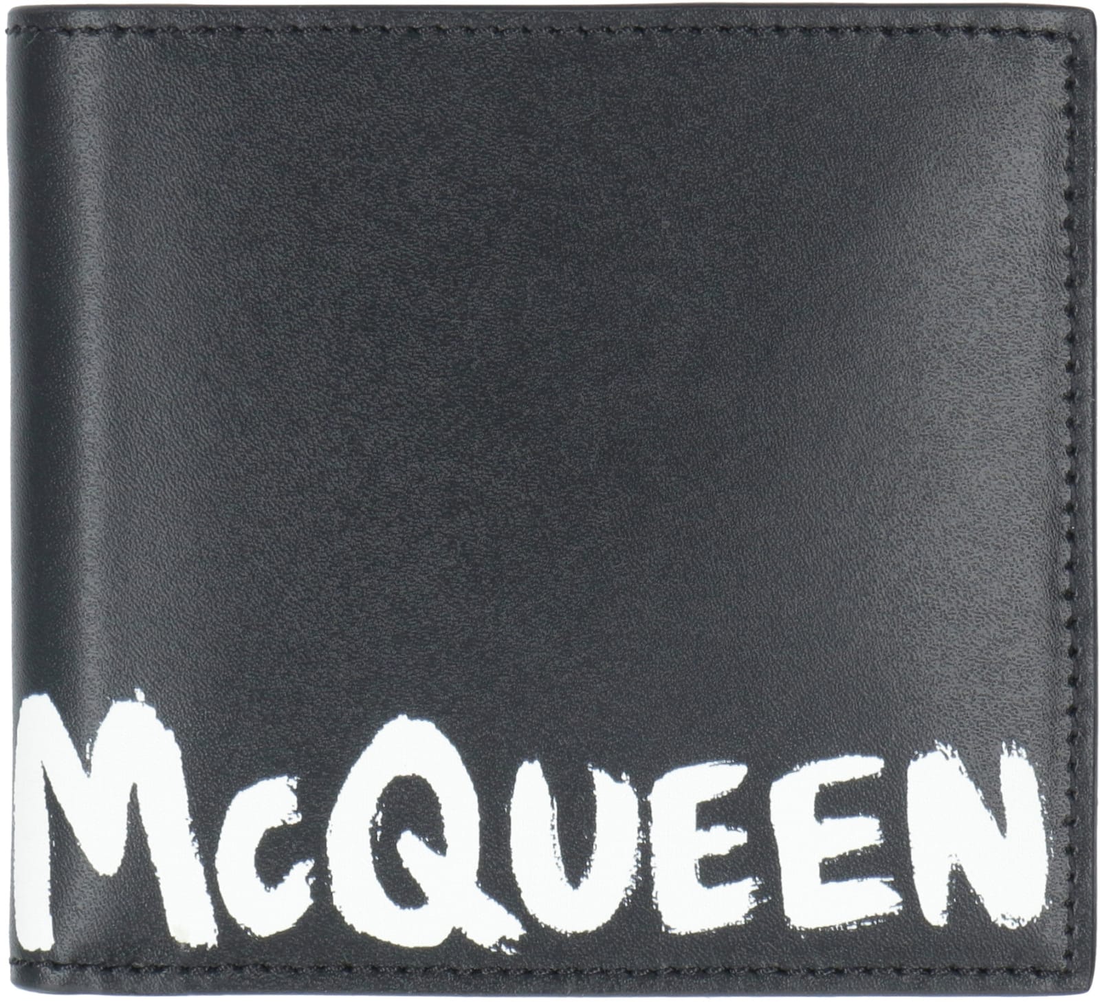 Shop Alexander Mcqueen Logo Leather Wallet In Black