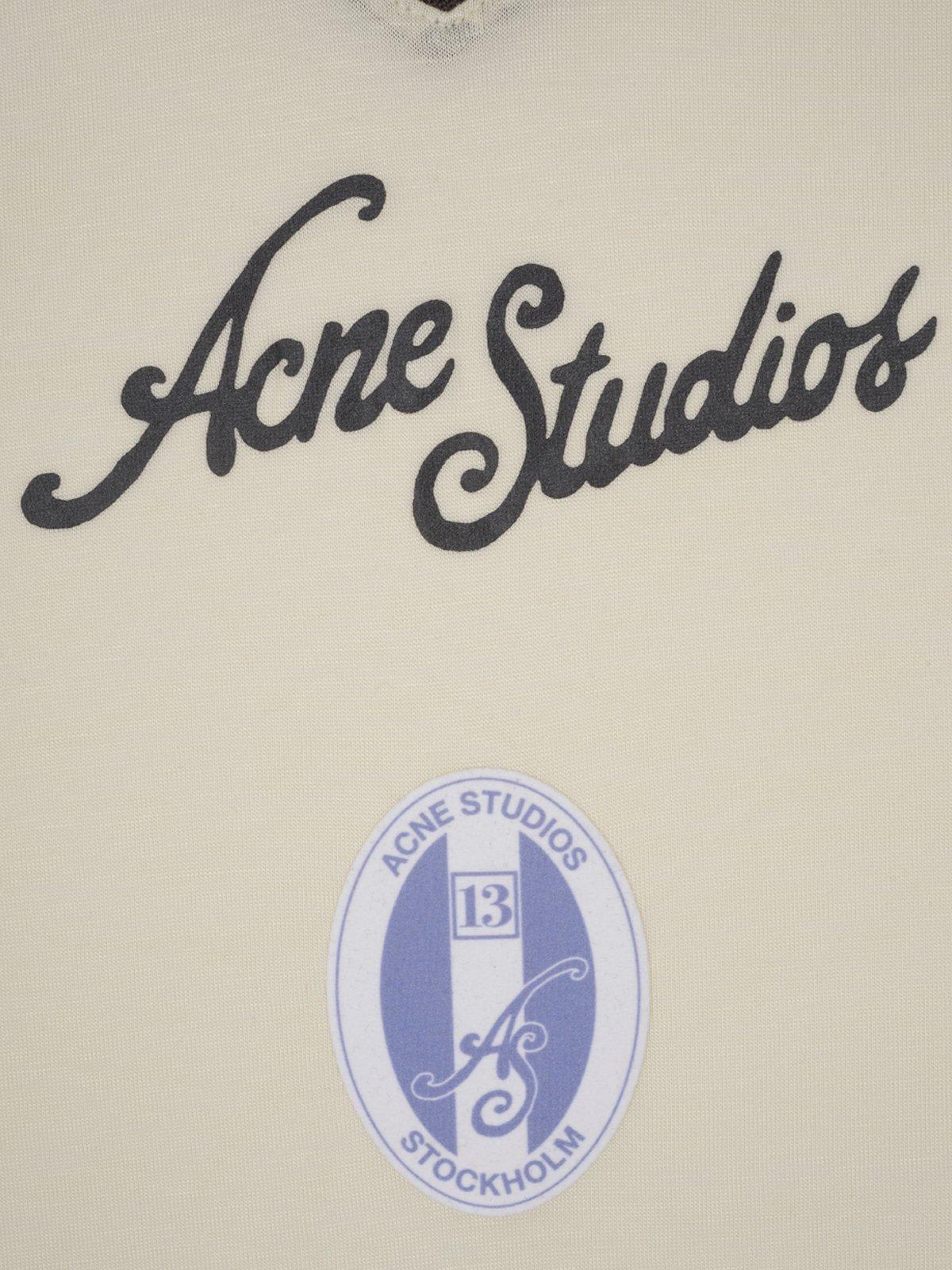 Shop Acne Studios Logo Printed V-neck T-shirt In White