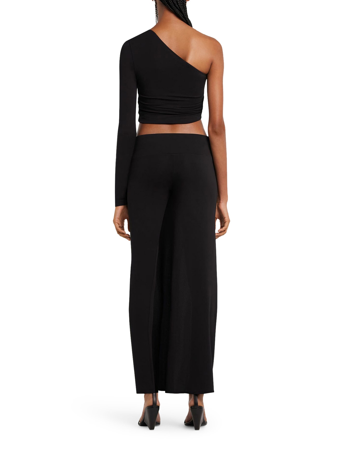 Courrèges Black Top With Asymmetric Design Twist Detailing One-shoulder