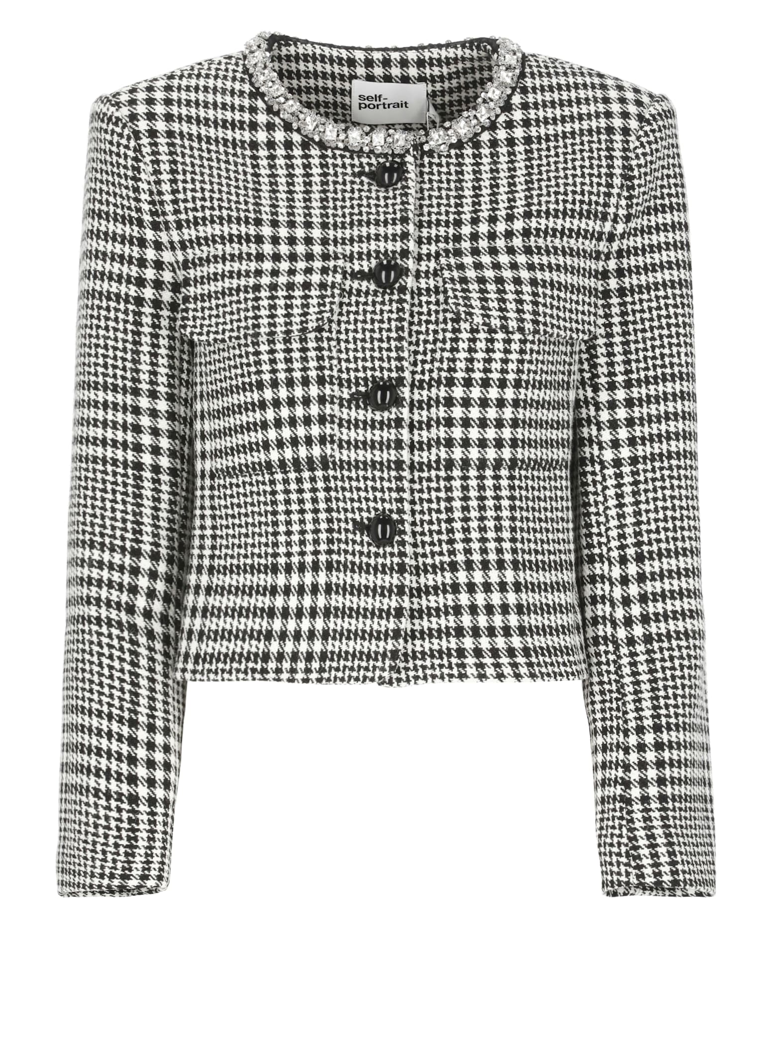 Houndstooth Crystal Trim Jacket