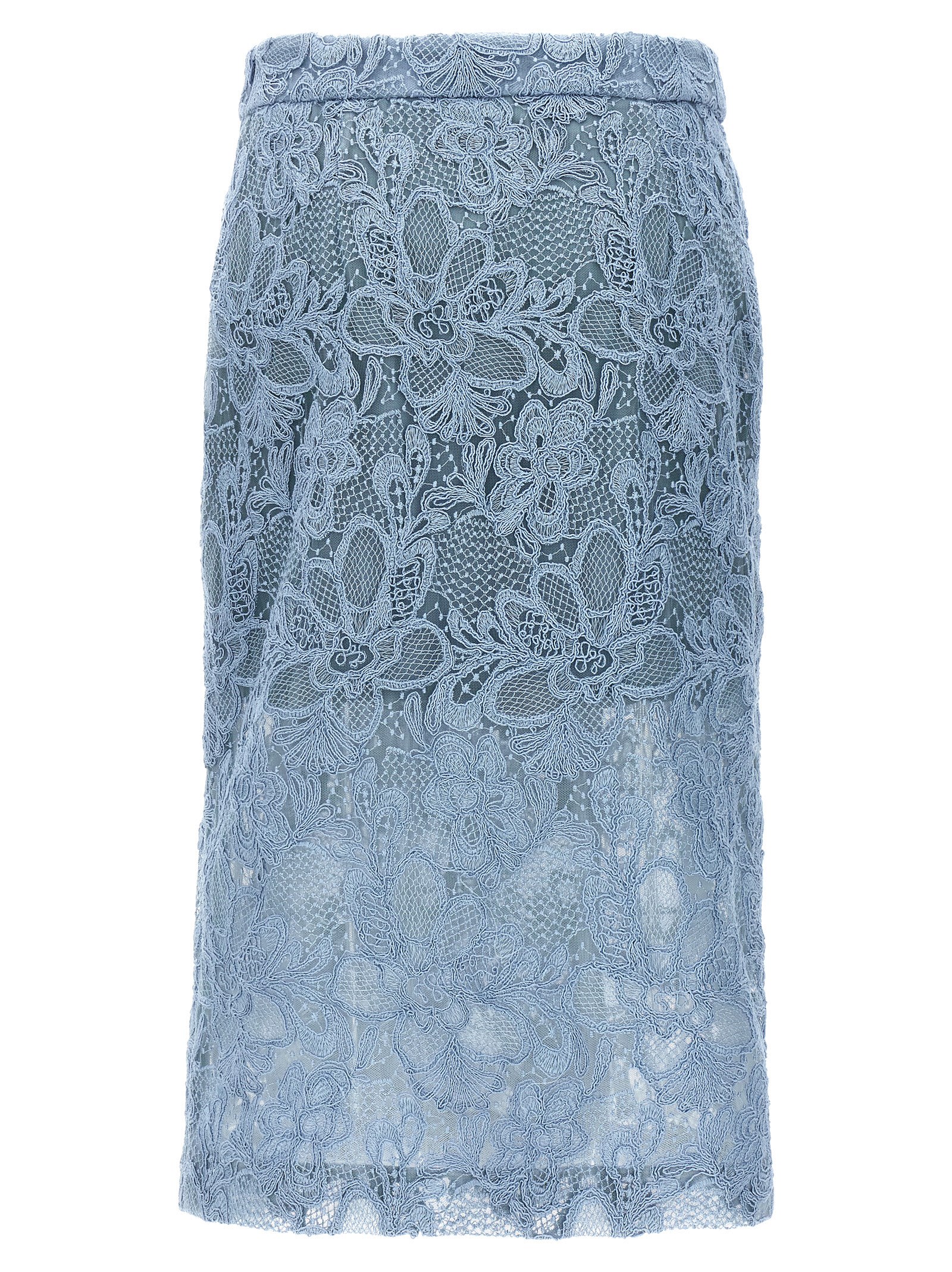 Shop Ermanno Scervino Lace Skirt In Light Blue