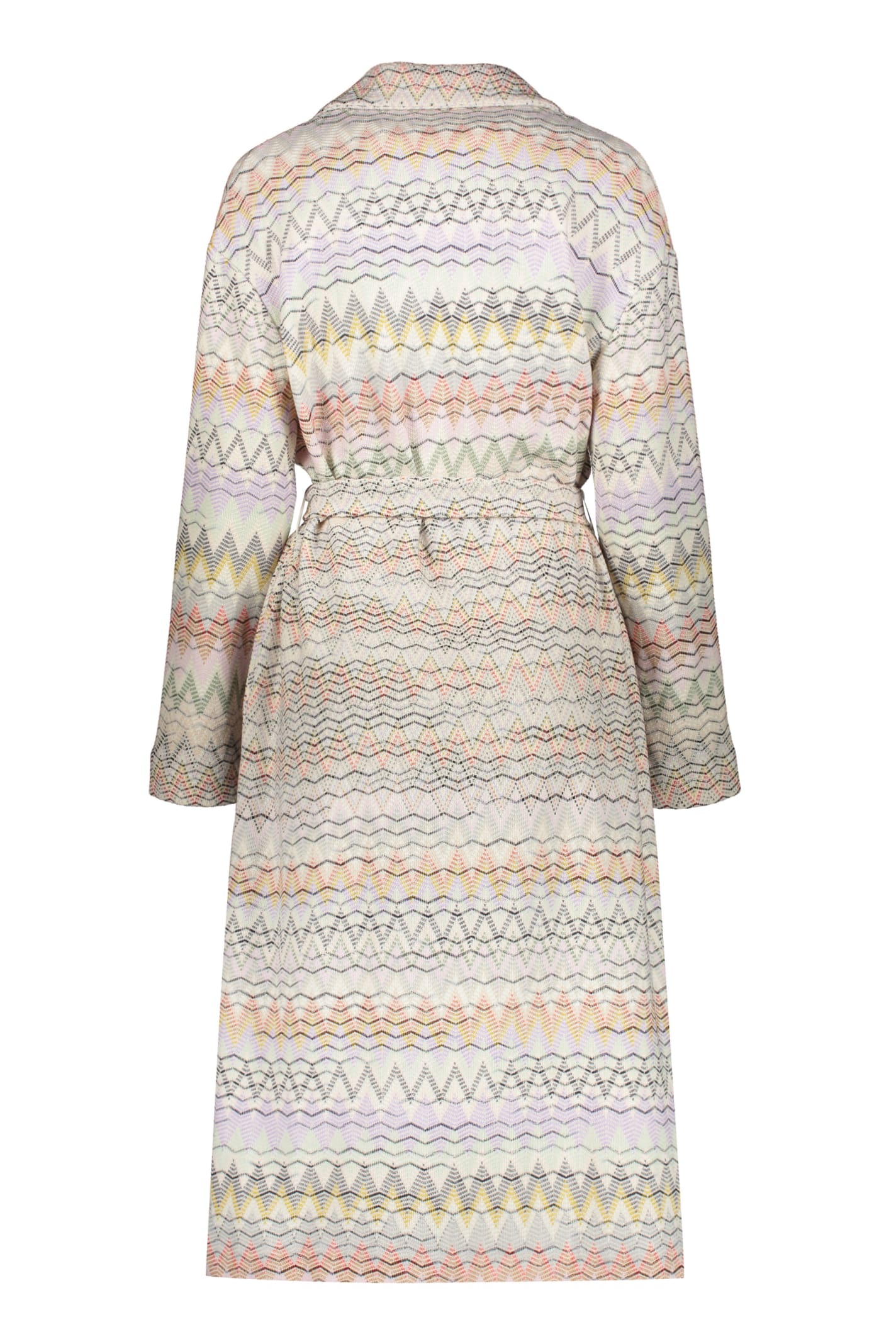 Shop Missoni Long Mixed Wool Coat In White