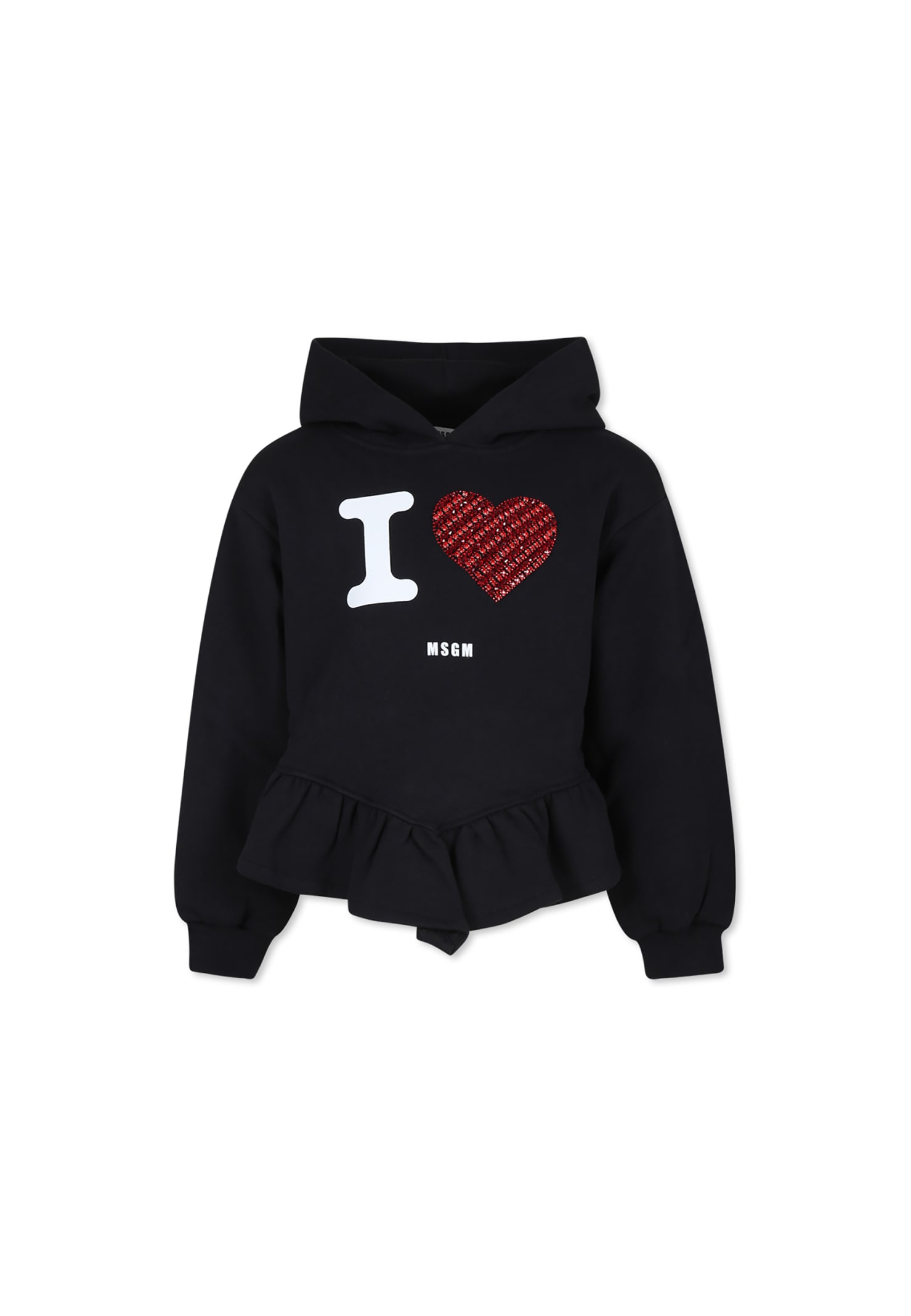 Shop Msgm Black Sweatshirt For Girl With Logo
