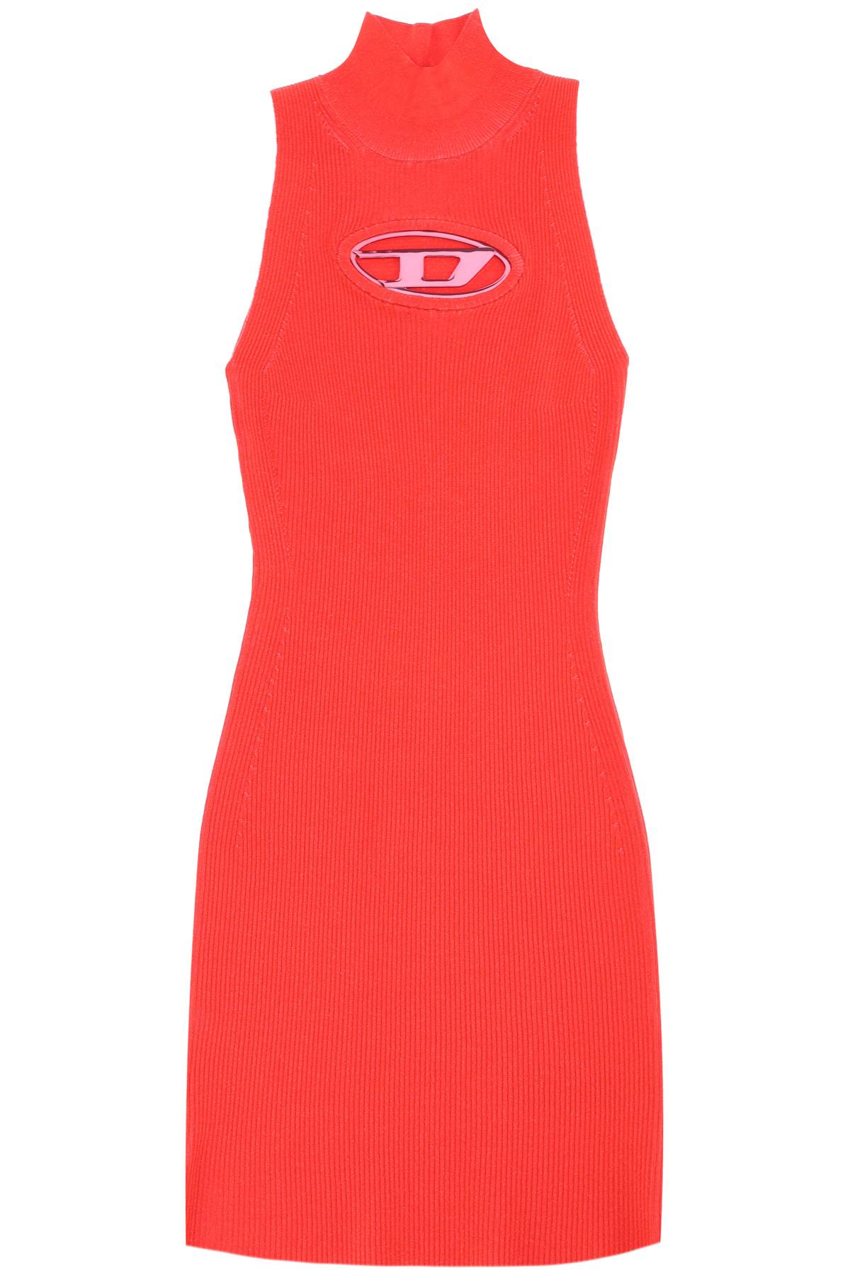 Diesel M-leros Logo-plaque Towelling Dress In Red