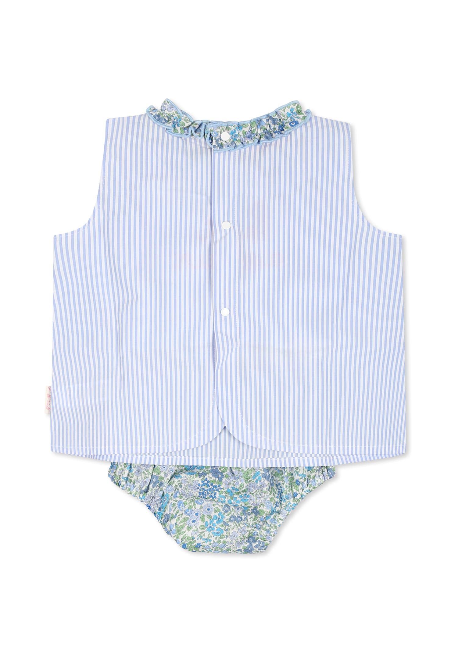 Mc2 Saint Barth Light Blue Suit For Baby Girl With Writing In Light Blue