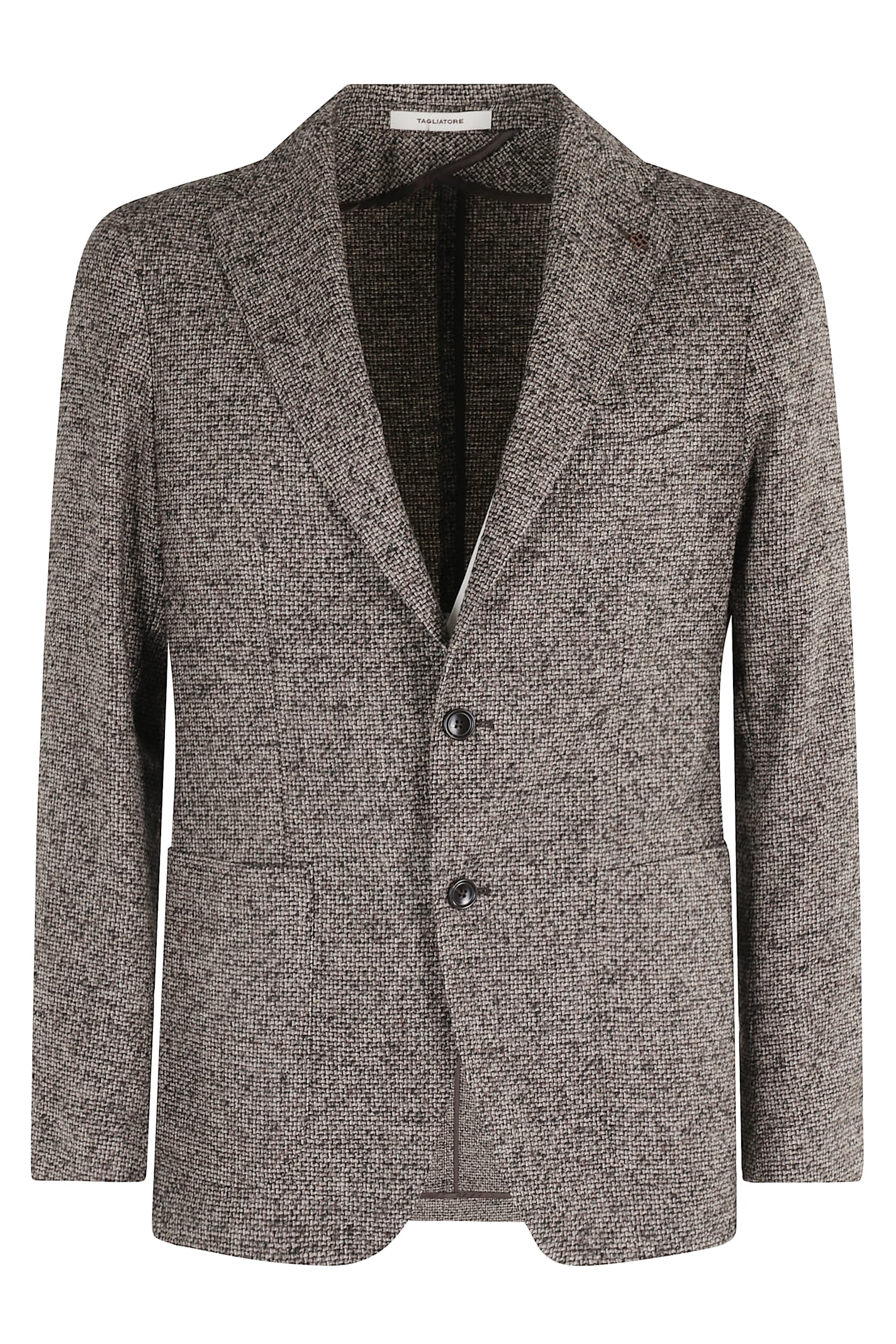 Tagliatore Tailored Brown Jacket With Textured Tweed Finish In Gray
