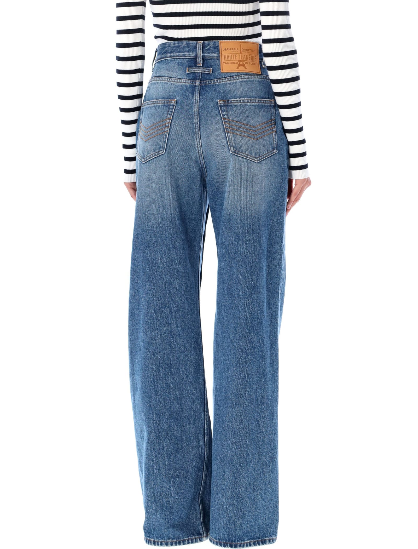 Shop Jean Paul Gaultier Button Details Denim In Vintage Blue