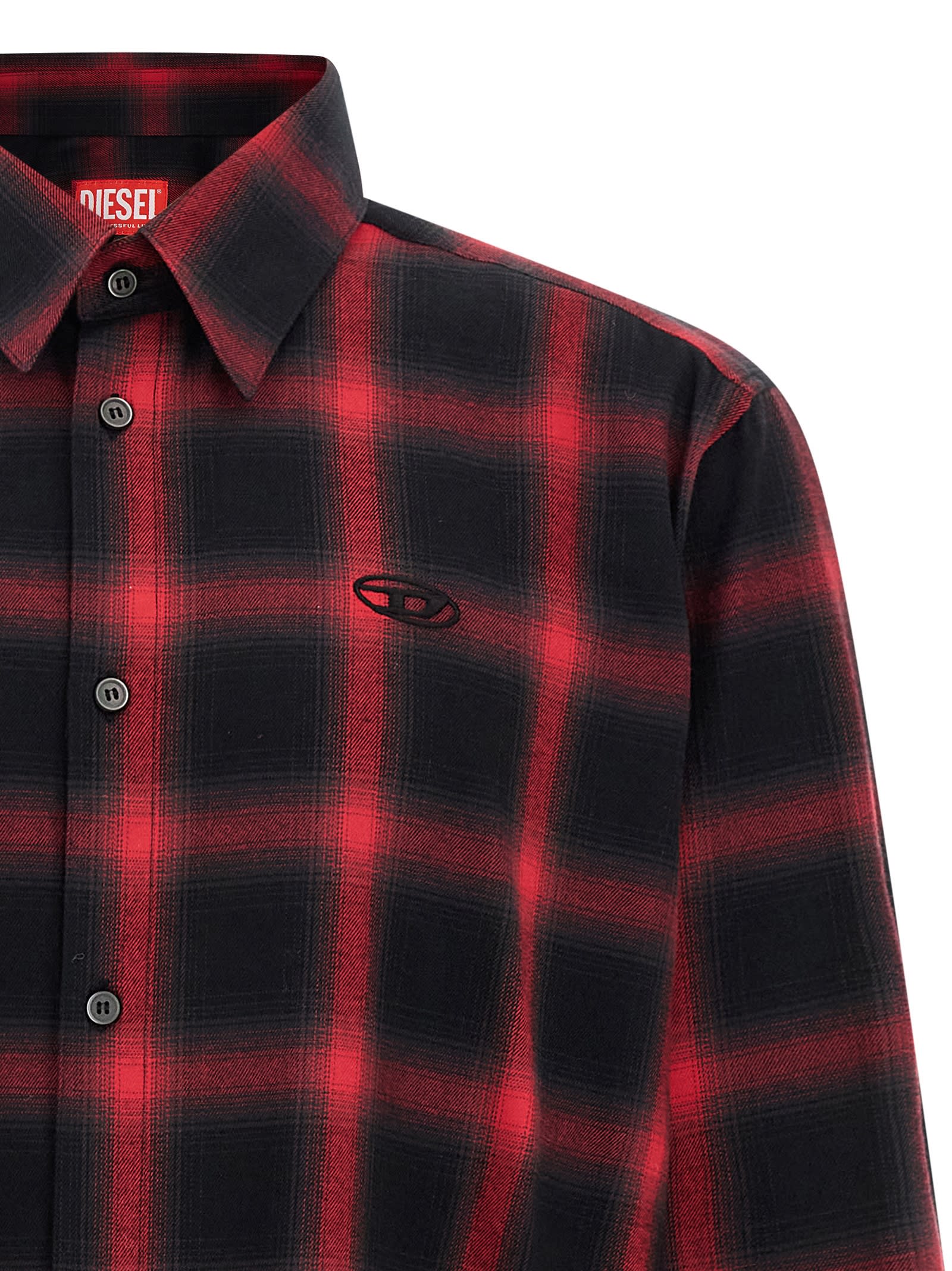 Diesel S-simply-check-hgbt Shirt And Blouse Black In Red