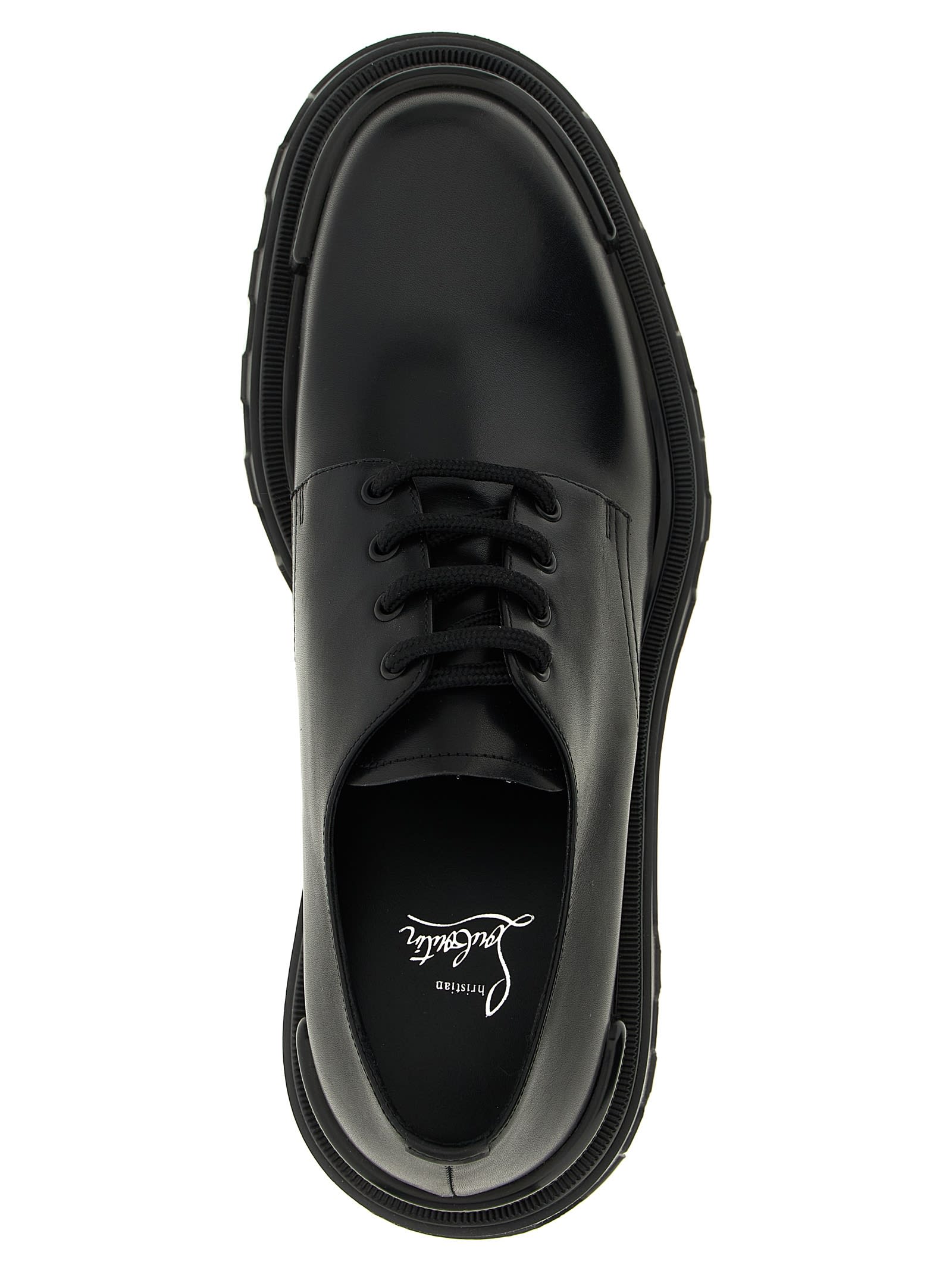 Christian Louboutin Trott Dune Uomo Lugged Plain Toe Derby In Black