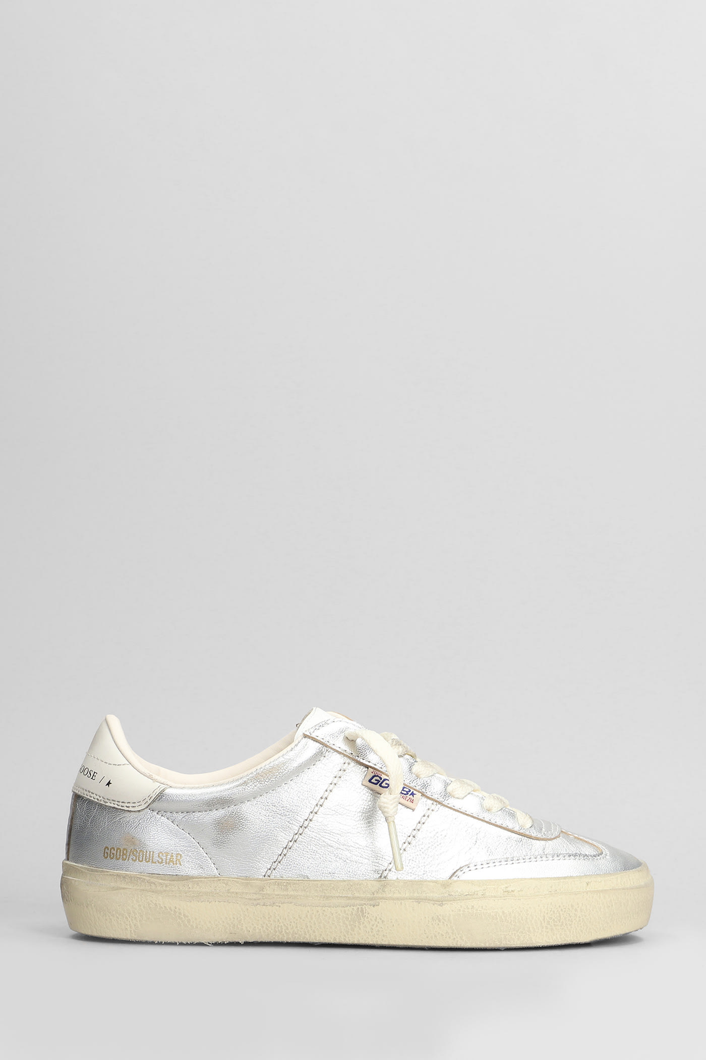 Shop Golden Goose Soul Star Sneakers In Silver Leather