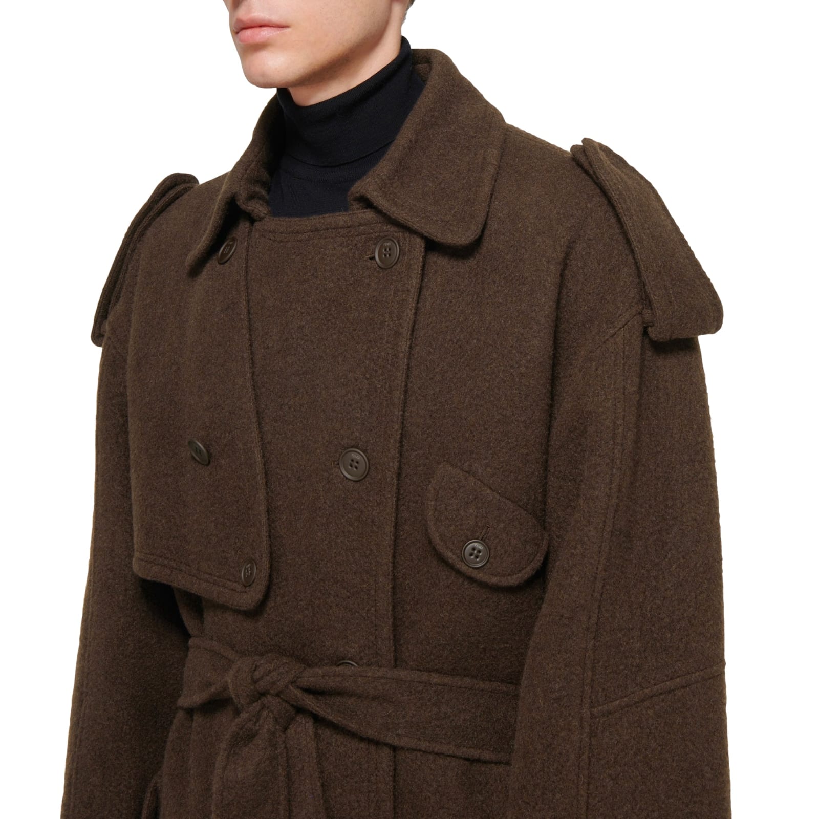 Shop Fendi Cashmere Coat In Brown