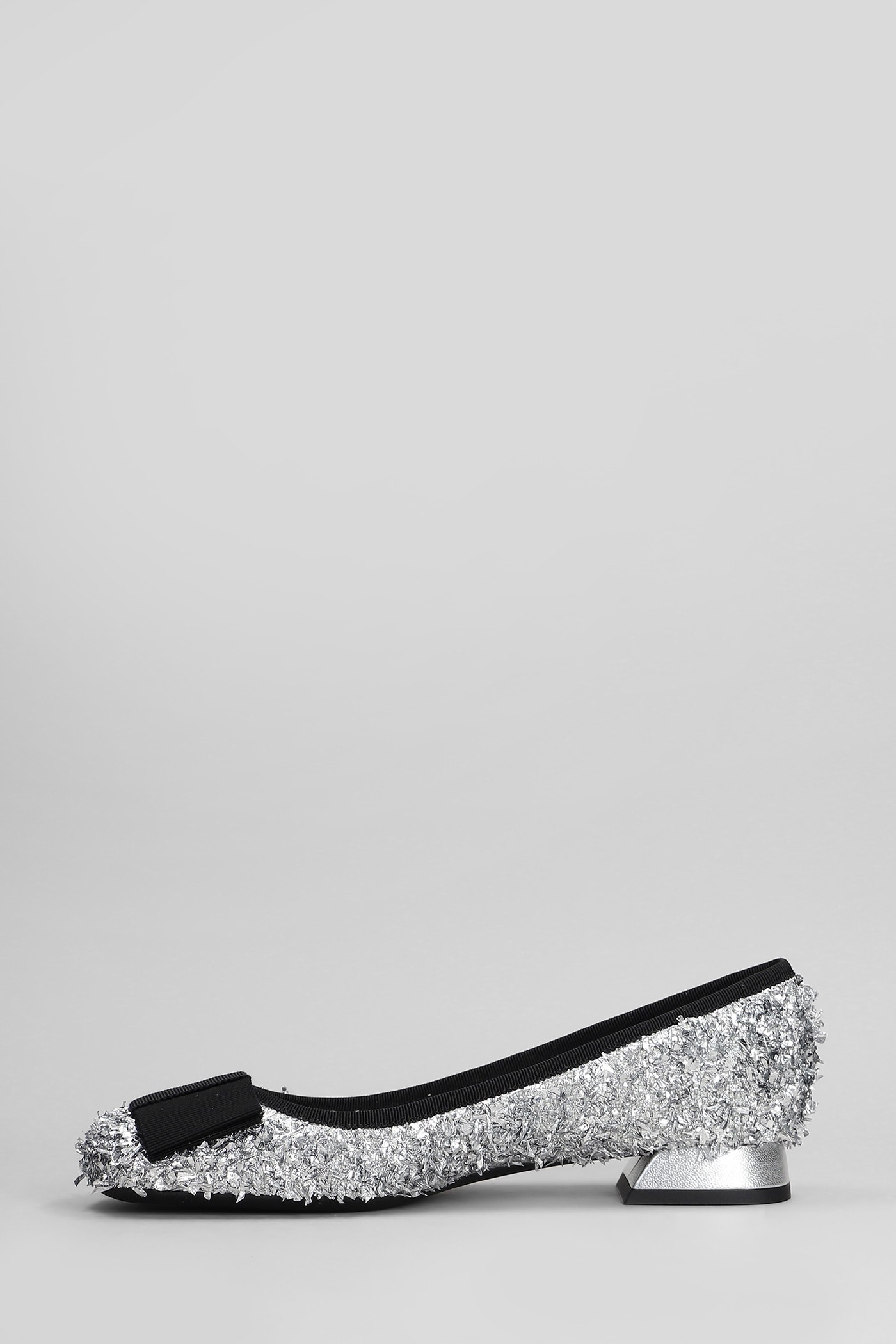 Roberto Festa Sisko Ballet Flats In Silver Leather And Fabric In Silver