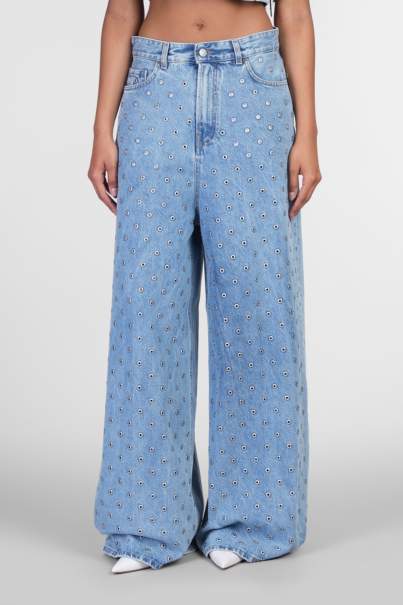 Big Bethany Jeans In Cyan Cotton
