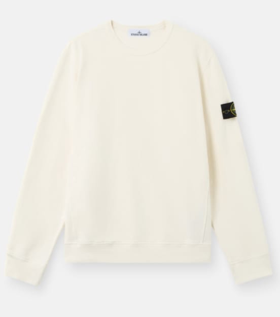 Stone Island 6100028 Brushed Cotton Fleece Sweatshirt In White
