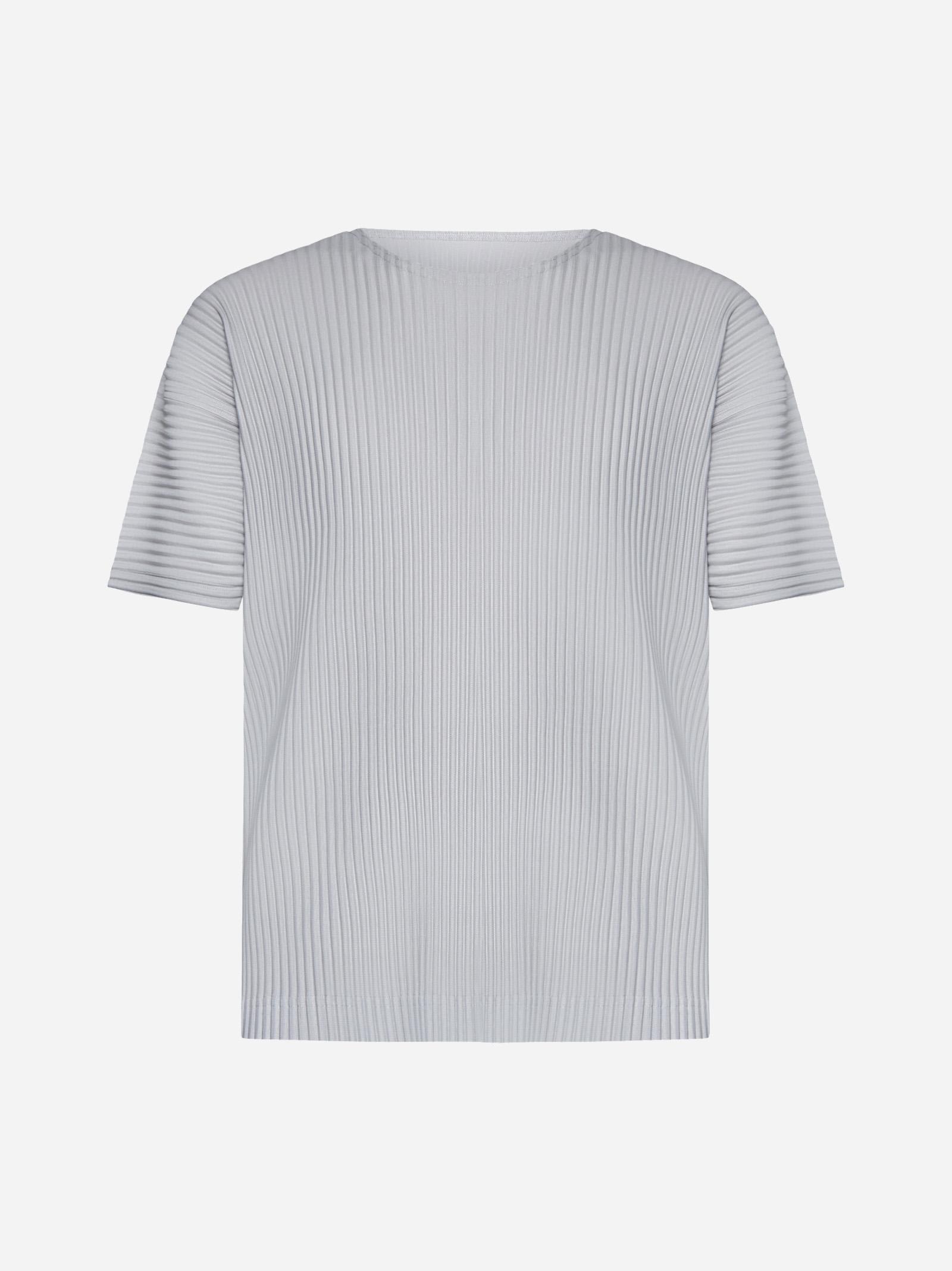 Shop Issey Miyake Pleated Fabric T-shirt In Light Grey