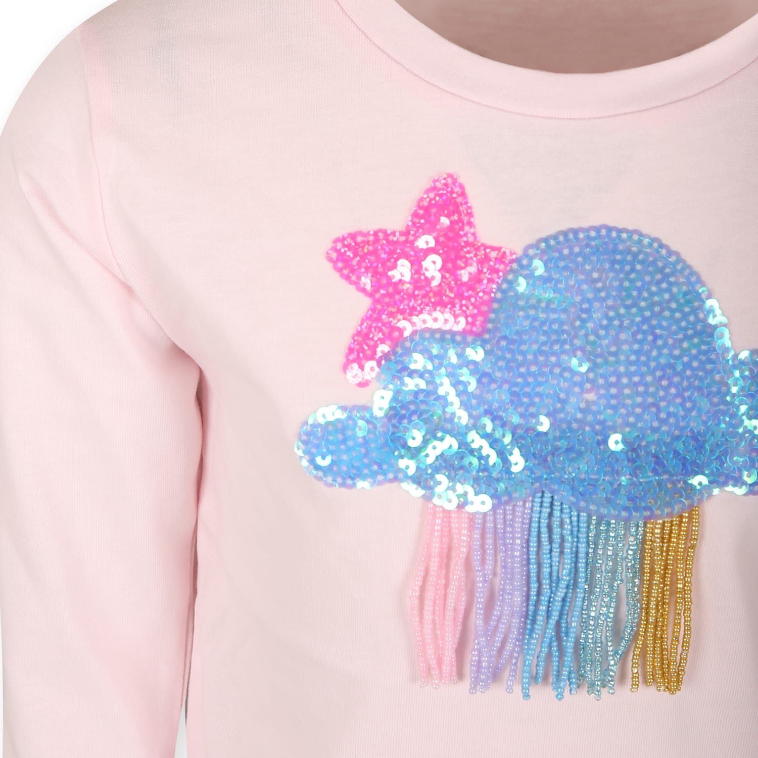 Billieblush Pink T-shirt For Girl With Cluods In Pink
