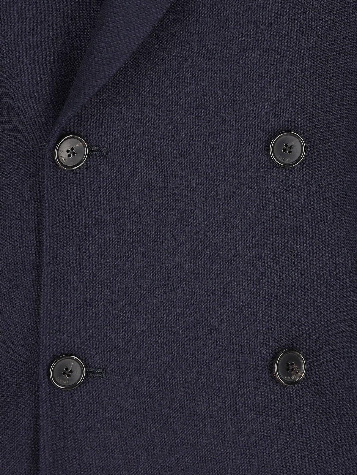 Shop Loewe Double Breasted Tailored Blazer In Navy Melange