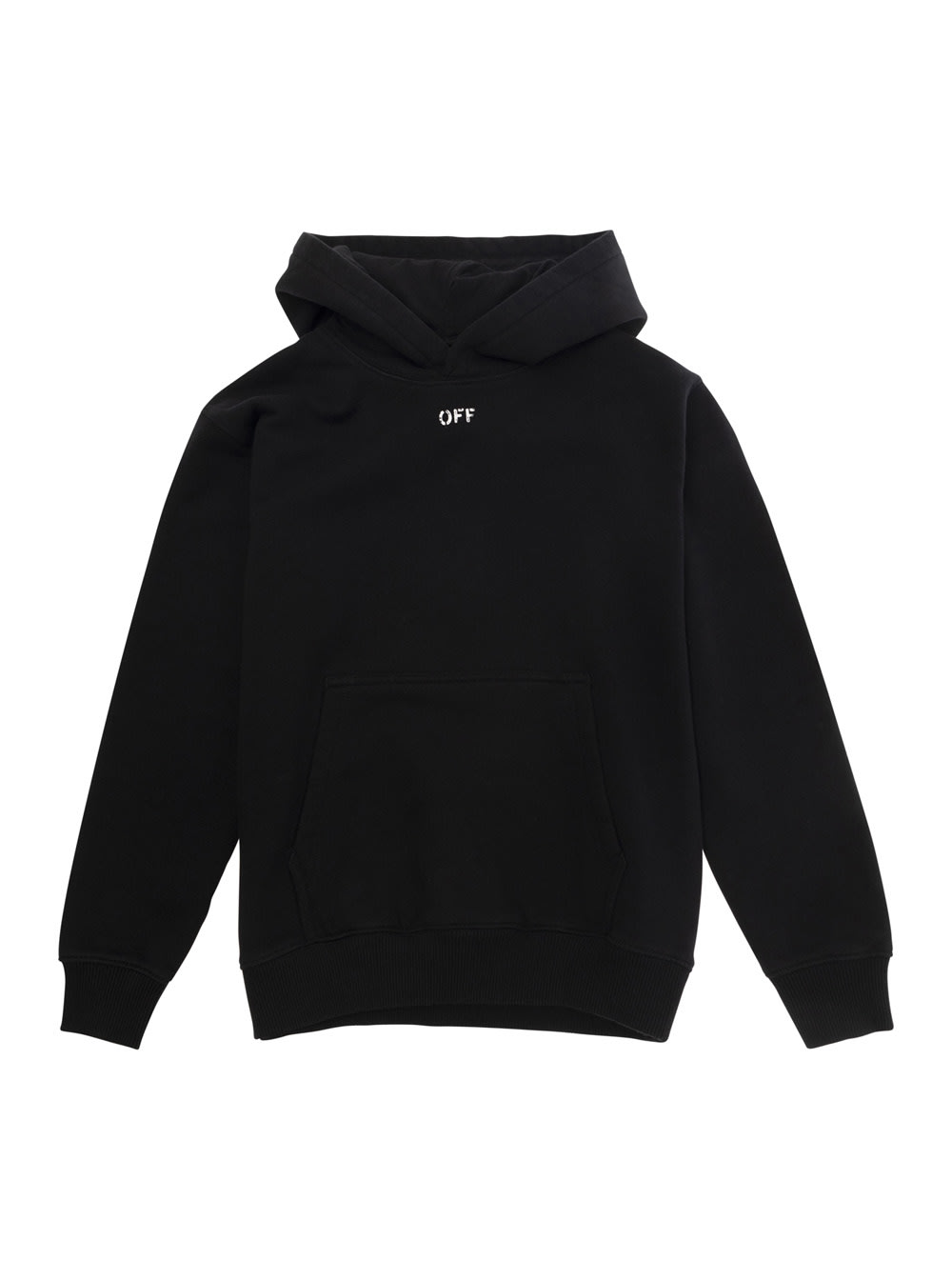 Off-white Black Hoodie With Arrow Print In Cotton Boy In Black